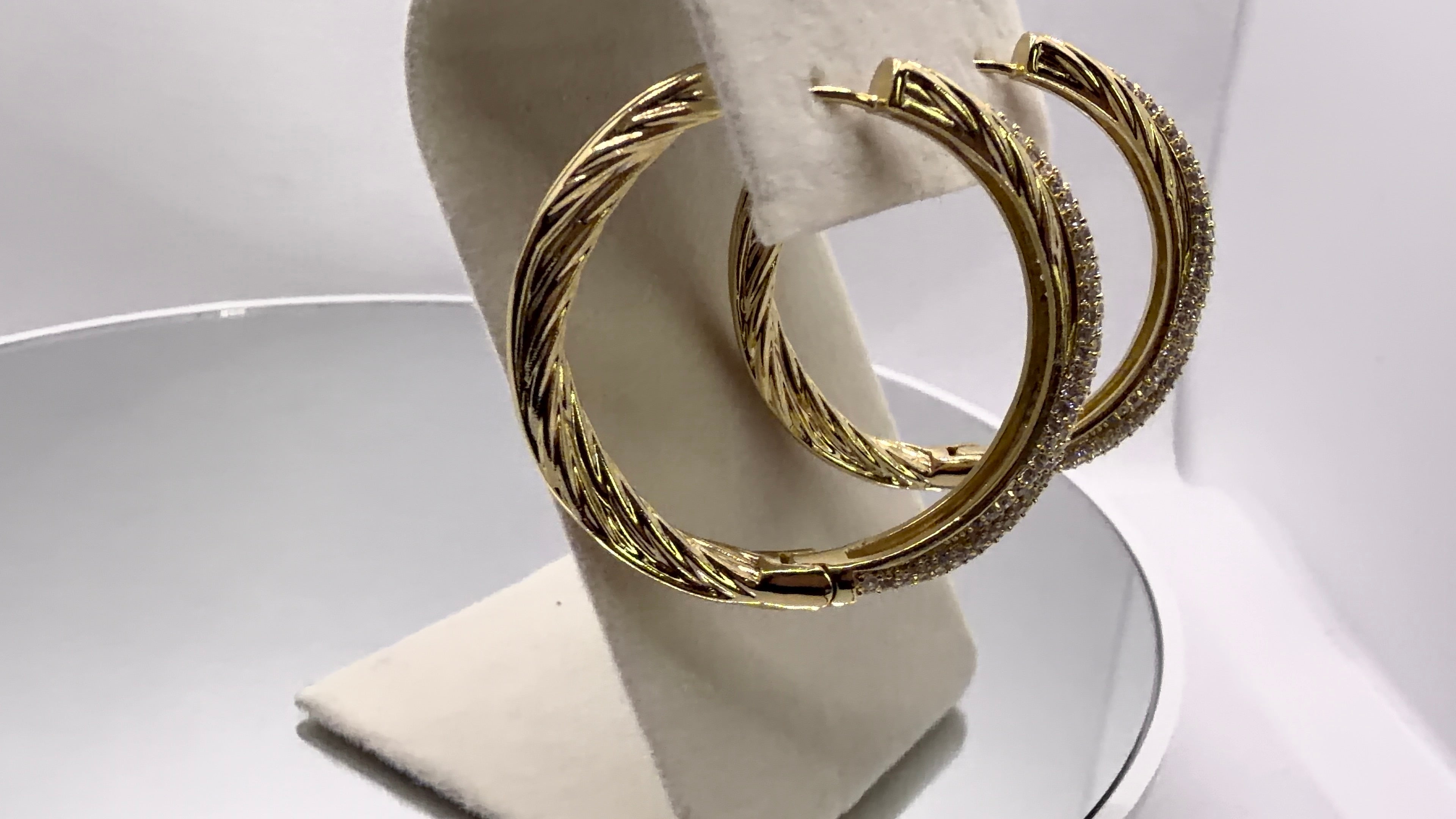 Twisted Rope Pavé CZ Hoop Earrings