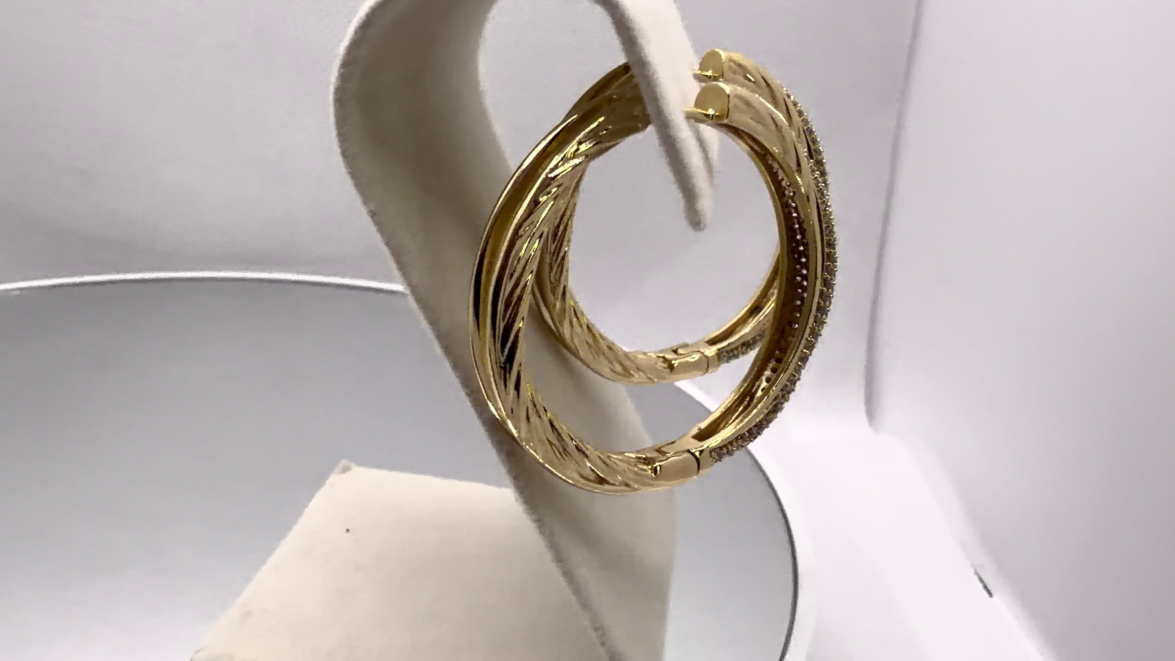 Twisted Rope Pavé CZ Hoop Earrings