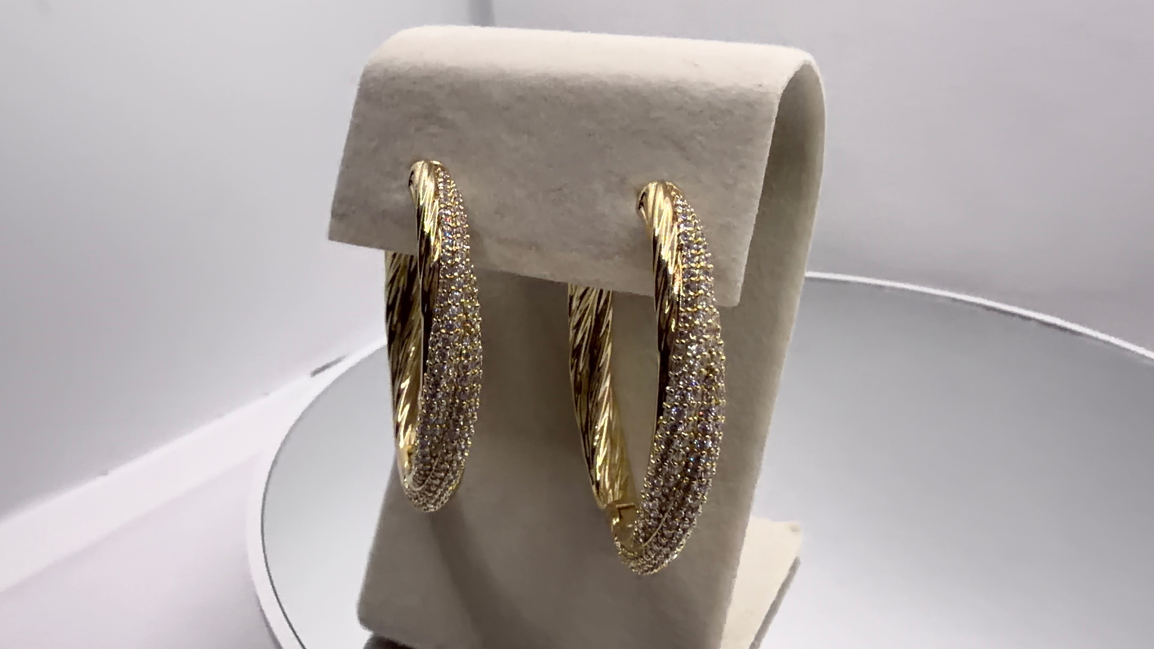 Twisted Rope Pavé CZ Hoop Earrings