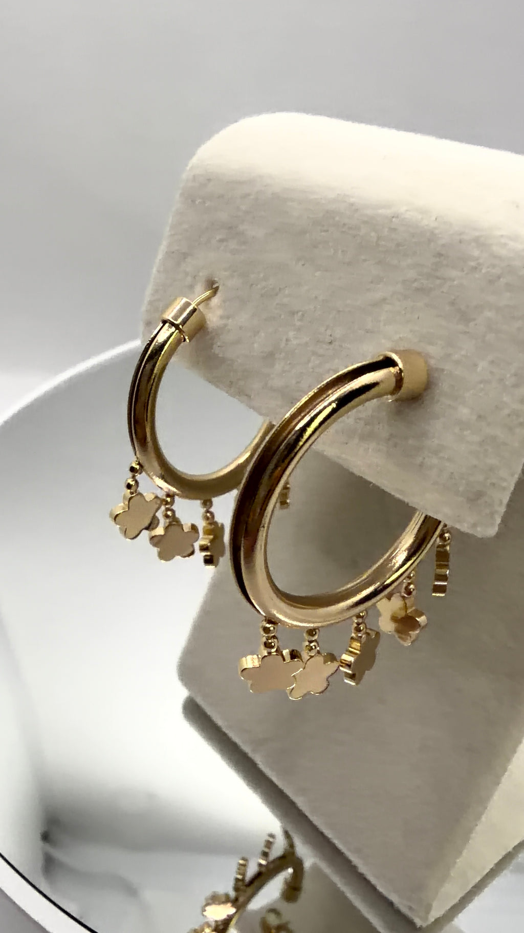 Gold Clover Charm Hoop Earrings
