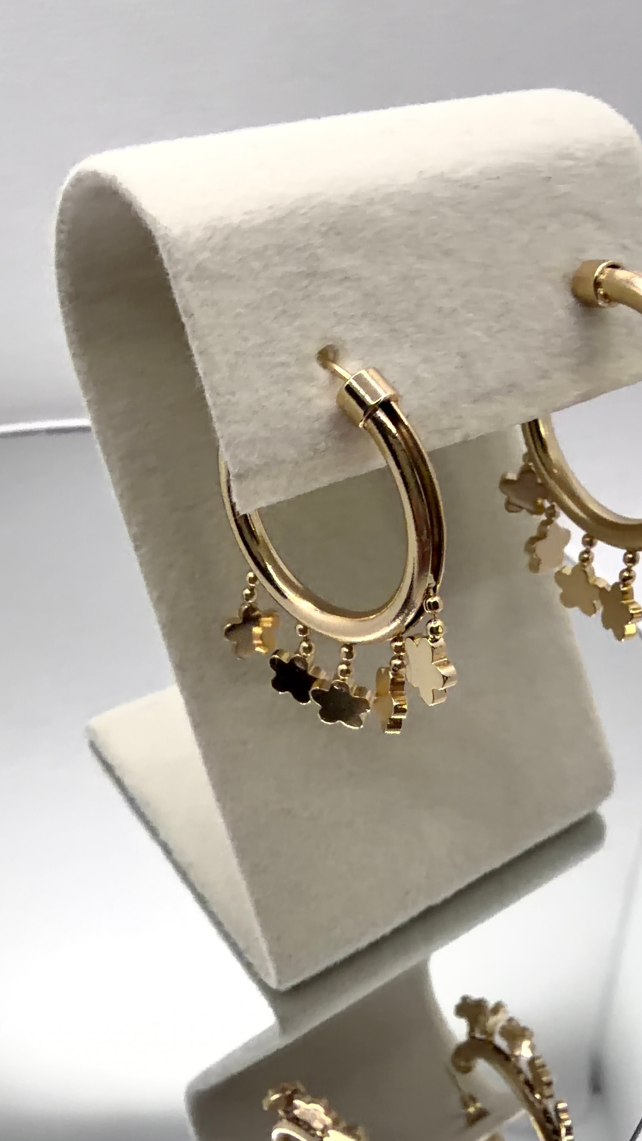 Gold Clover Charm Hoop Earrings