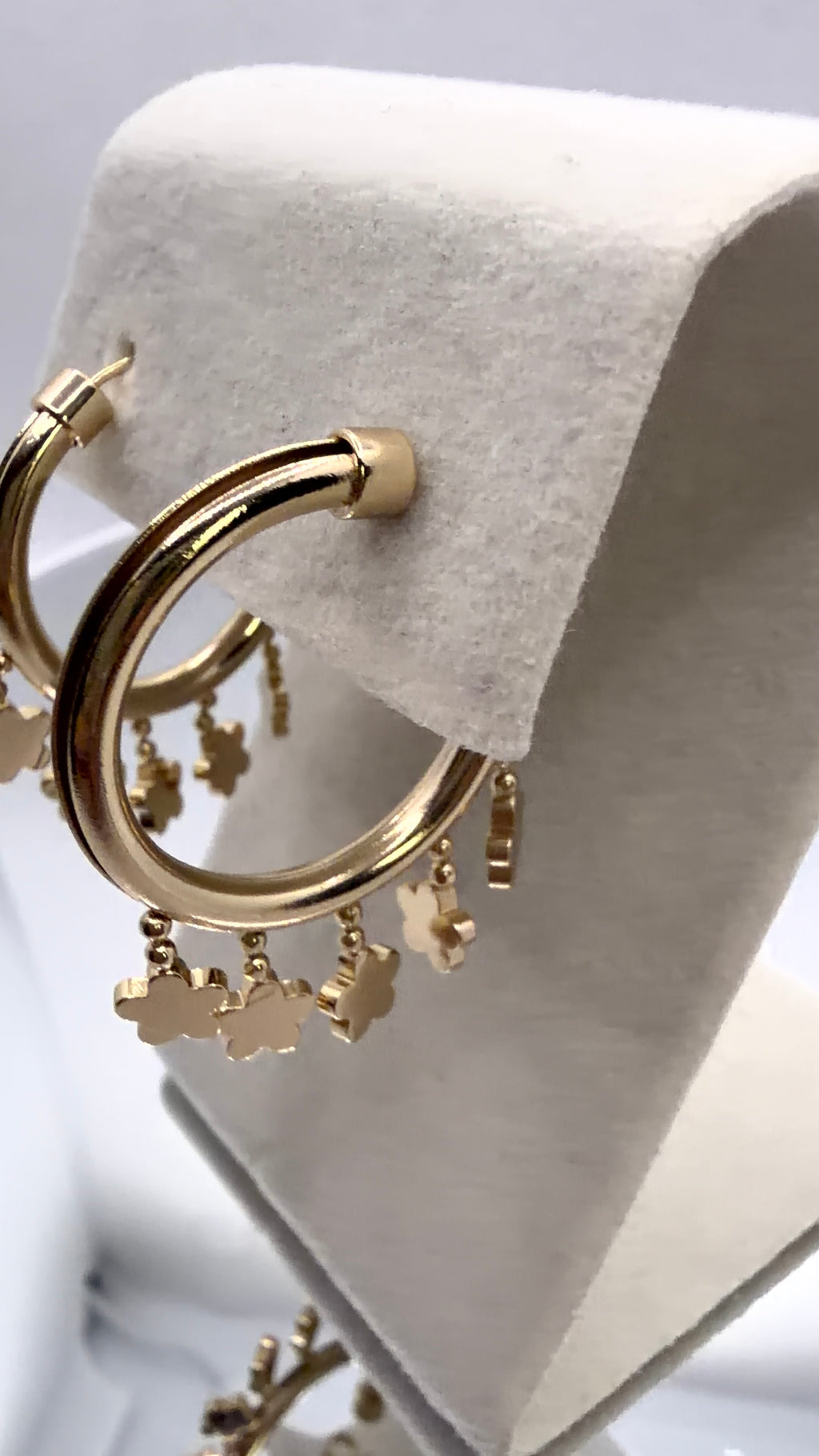 Gold Clover Charm Hoop Earrings
