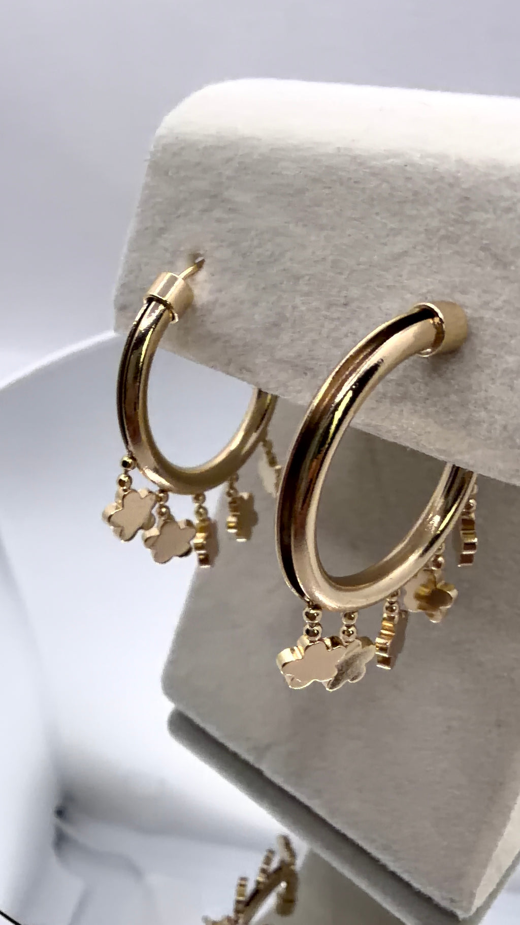 Gold Clover Charm Hoop Earrings