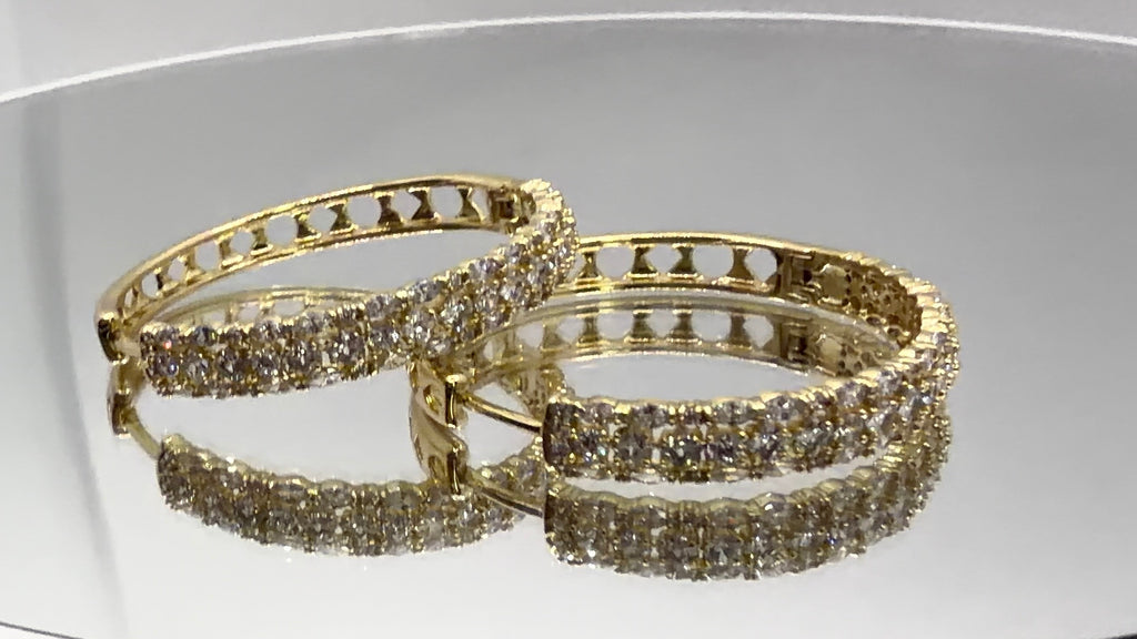 Crystal Pavé Gold Hoop Earrings