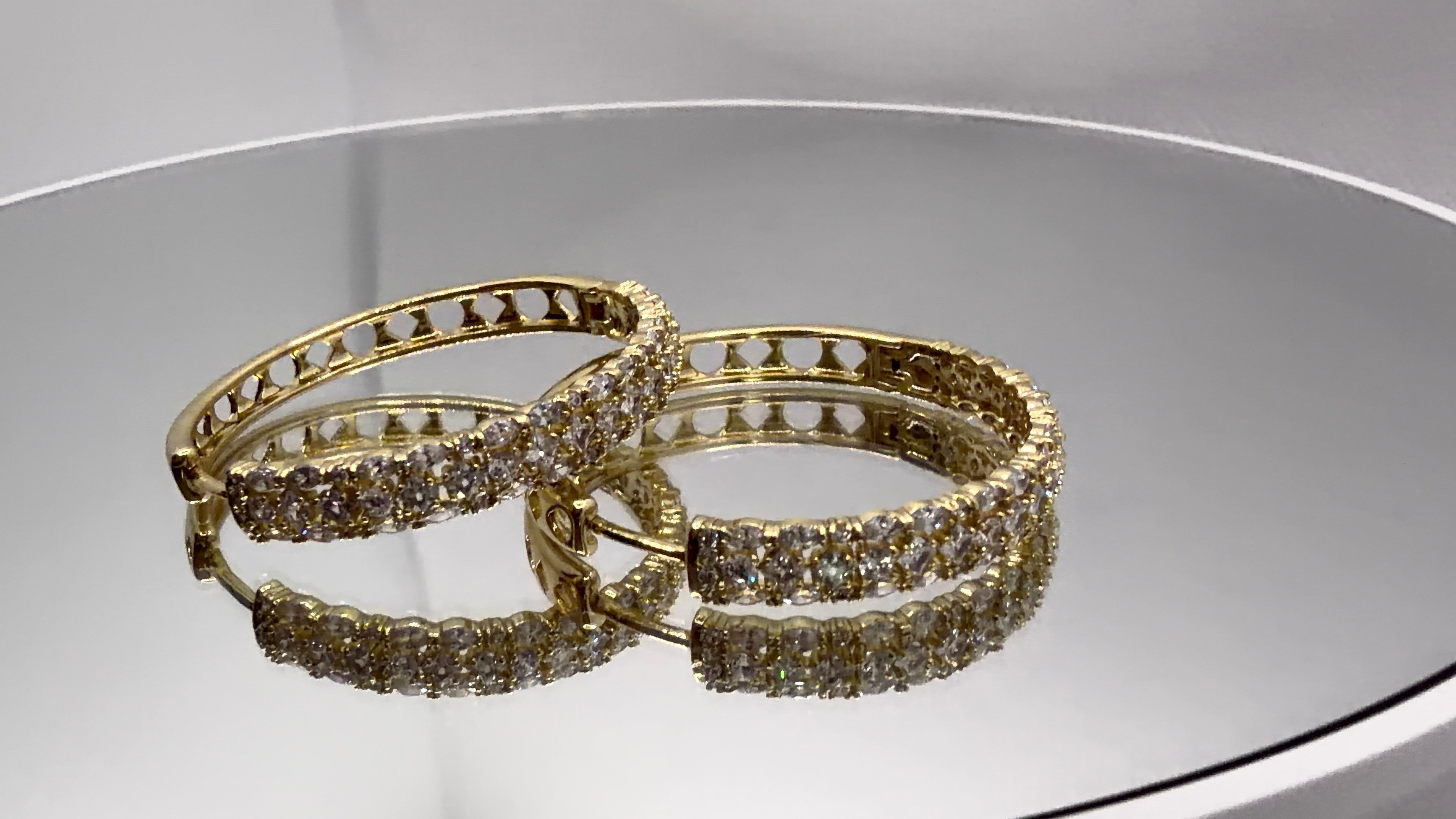 Crystal Pavé Gold Hoop Earrings