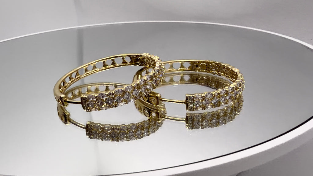 Crystal Pavé Gold Hoop Earrings