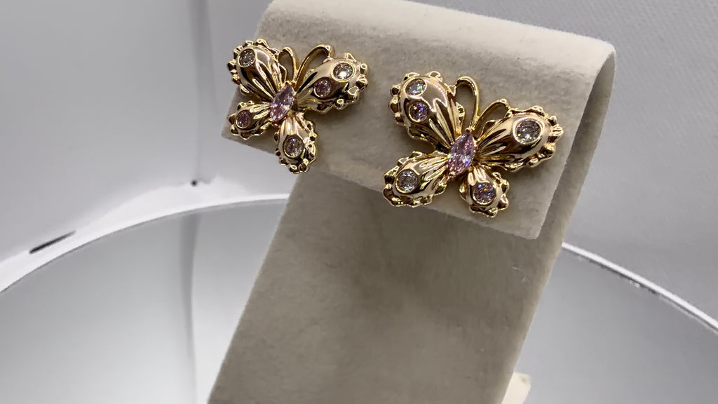 Gold Butterfly Stud Earrings