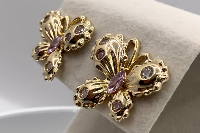 Gold Butterfly Stud Earrings