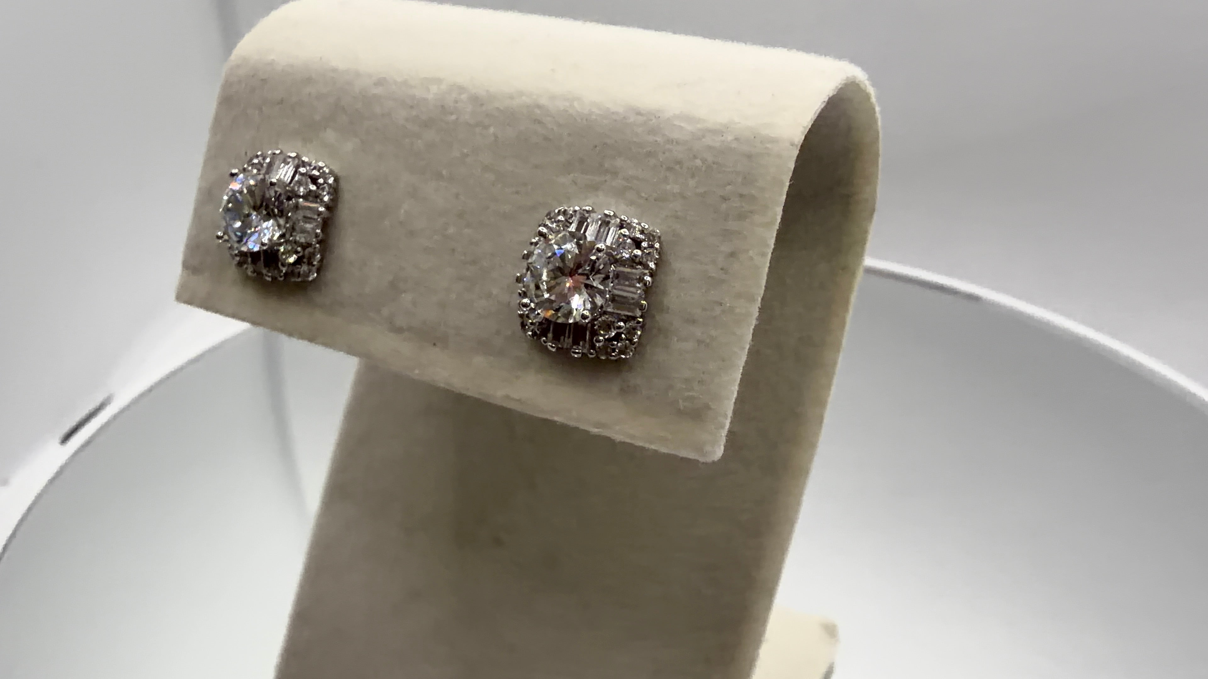 Crystal Halo Cushion Stud Earrings