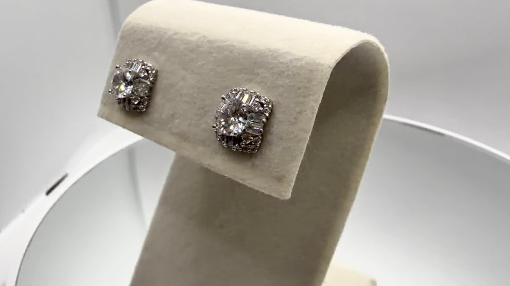 Crystal Halo Cushion Stud Earrings