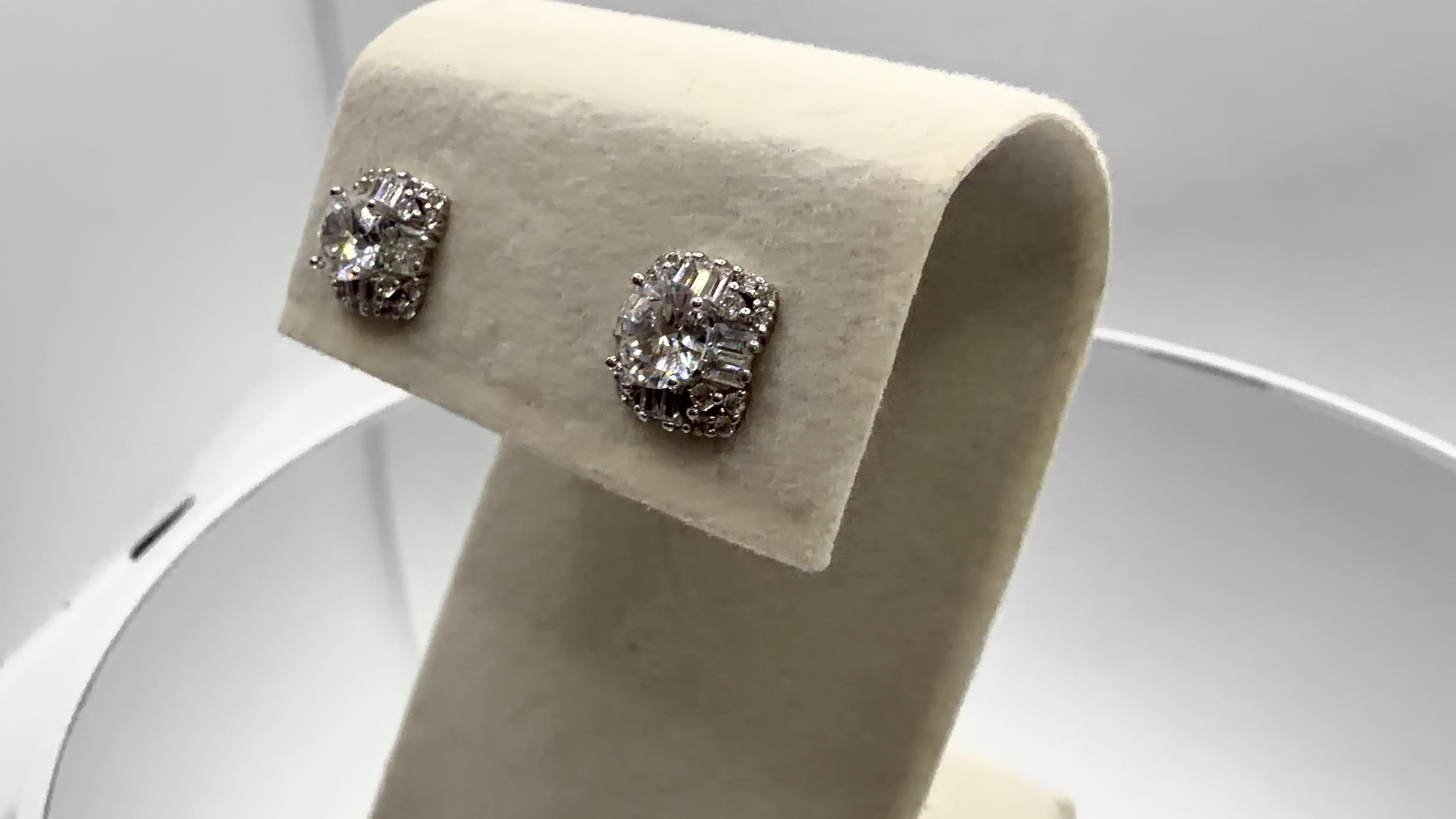 Crystal Halo Cushion Stud Earrings