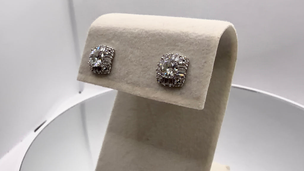 Crystal Halo Cushion Stud Earrings
