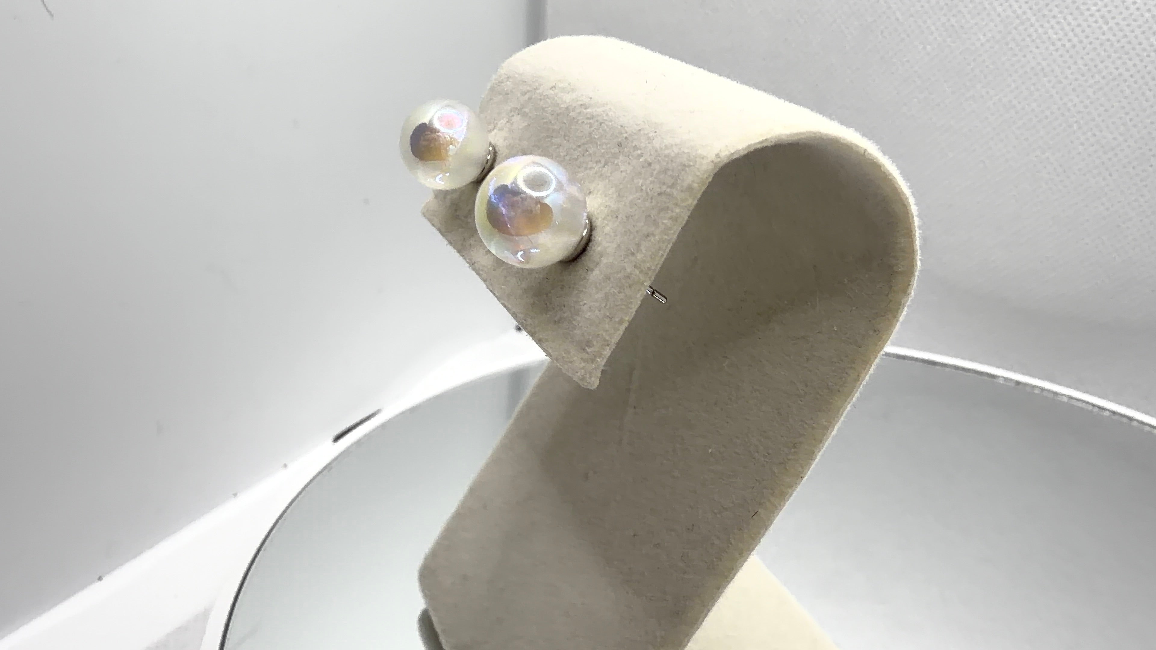 Iridescent Pearl Ball Stud Earrings