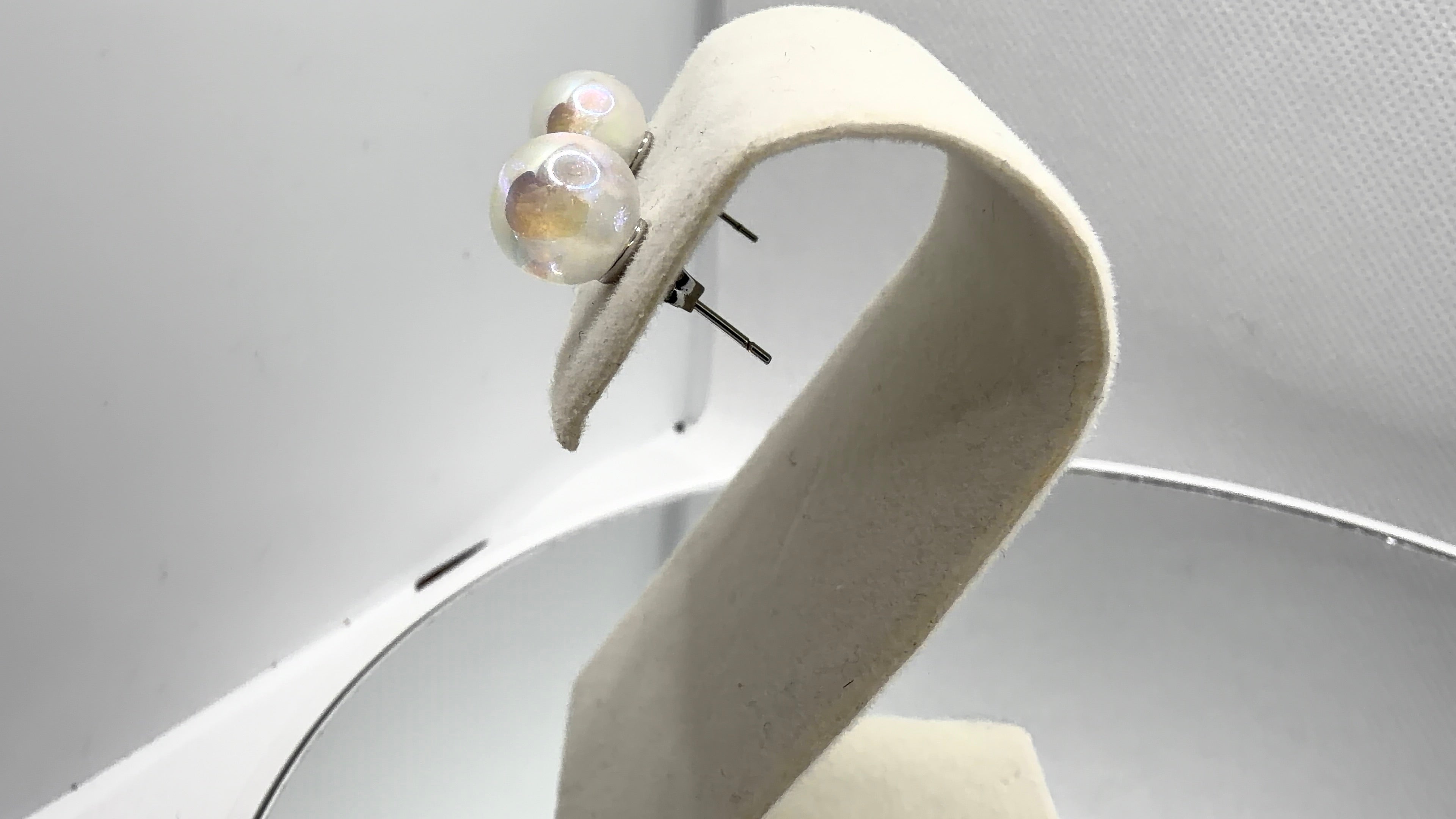Iridescent Pearl Ball Stud Earrings