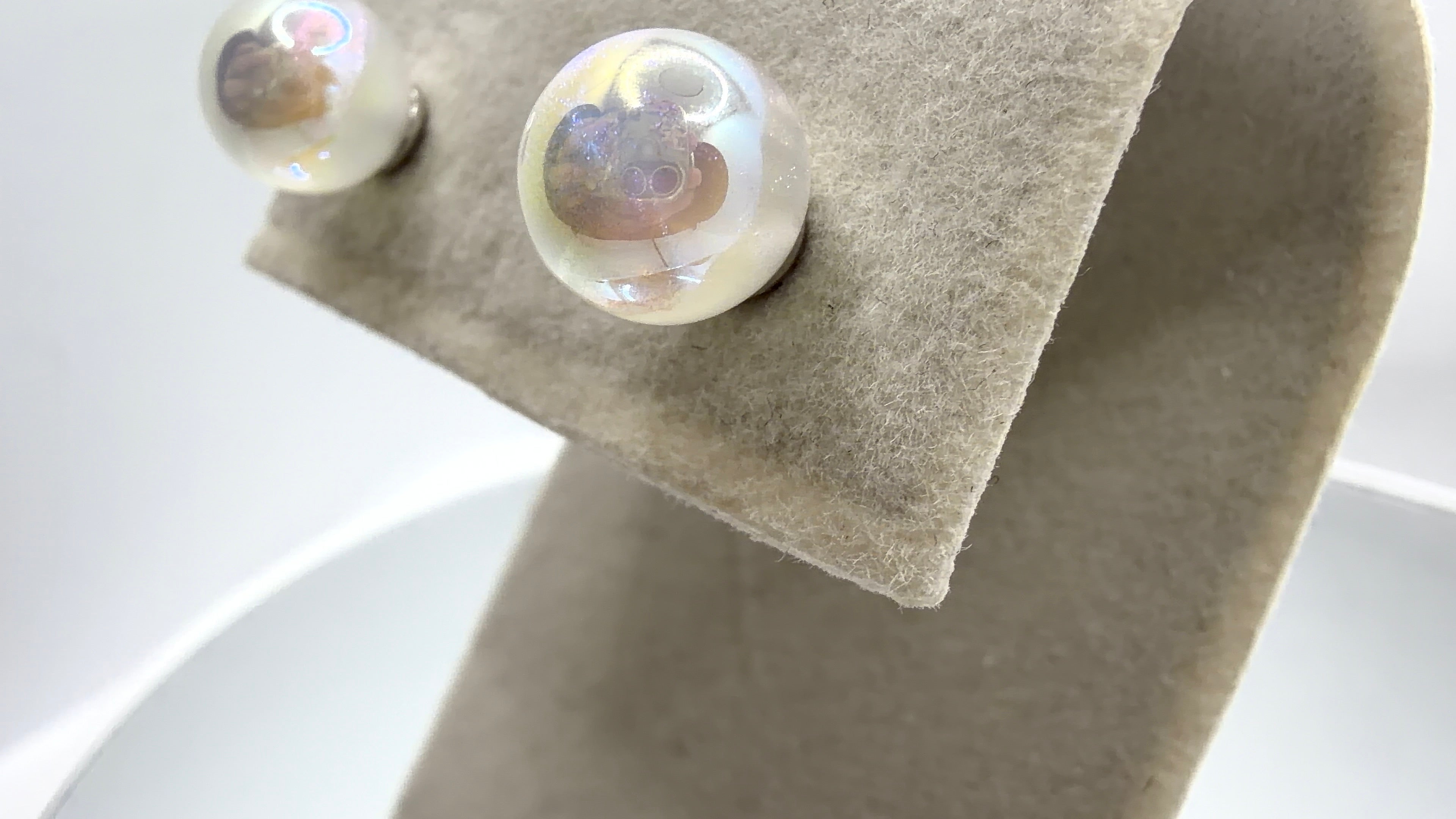 Iridescent Pearl Ball Stud Earrings