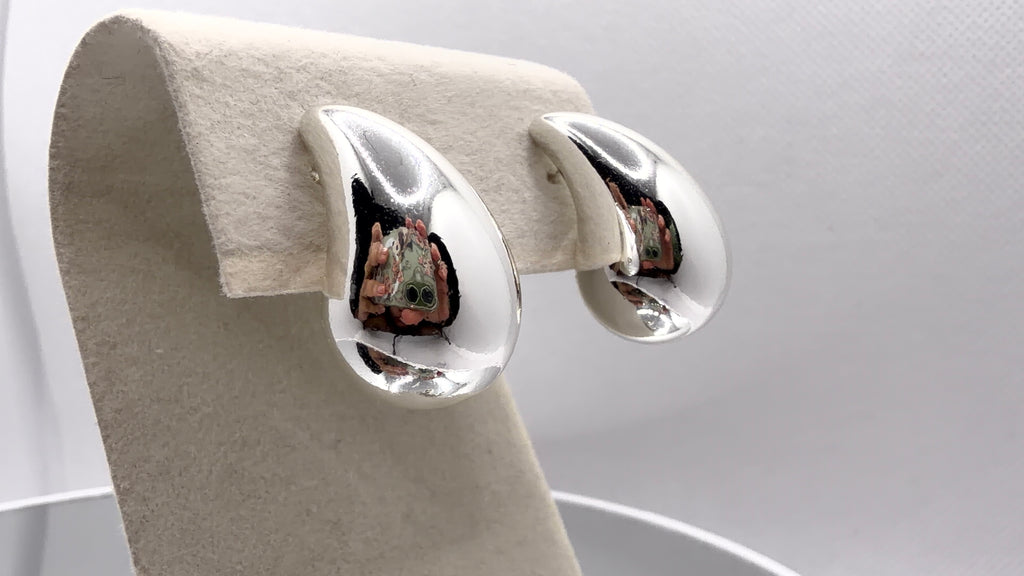 Silver Chunky Teardrop Stud Earrings