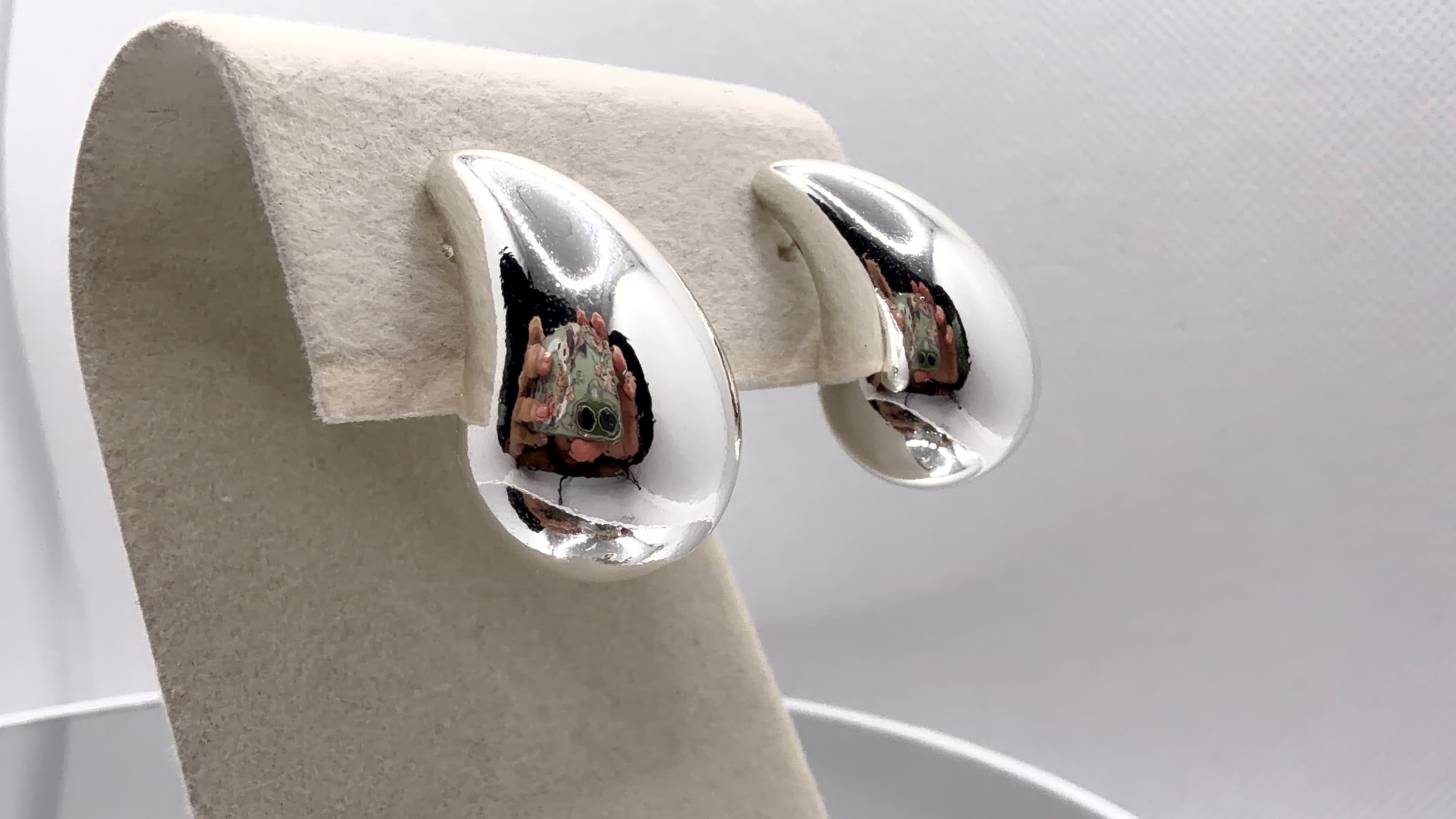 Silver Chunky Teardrop Stud Earrings
