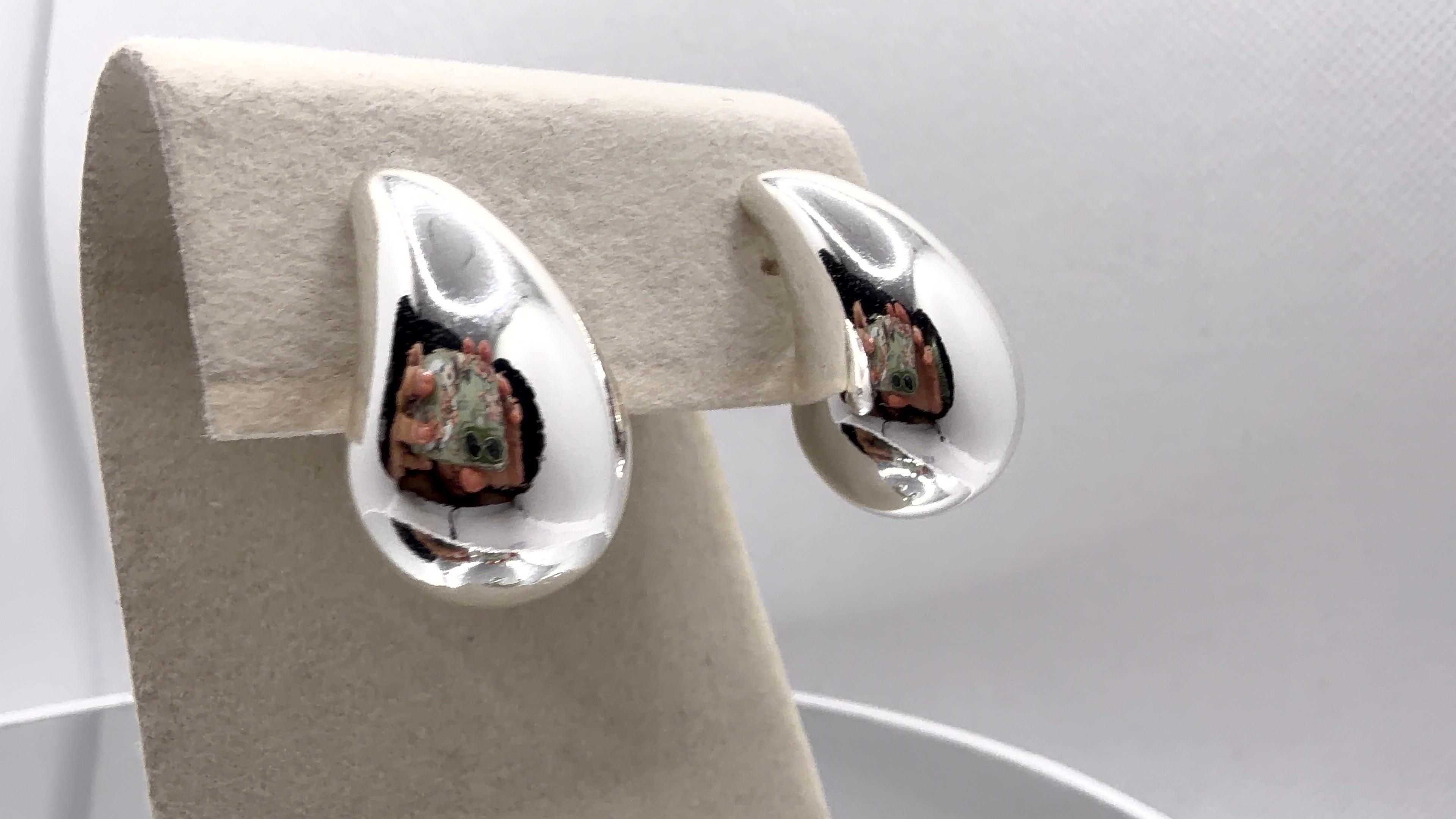 Silver Chunky Teardrop Stud Earrings