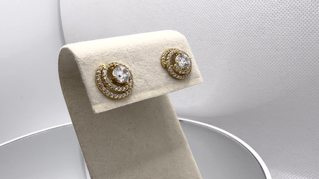 Double Swirl Halo Crystal Stud Earrings