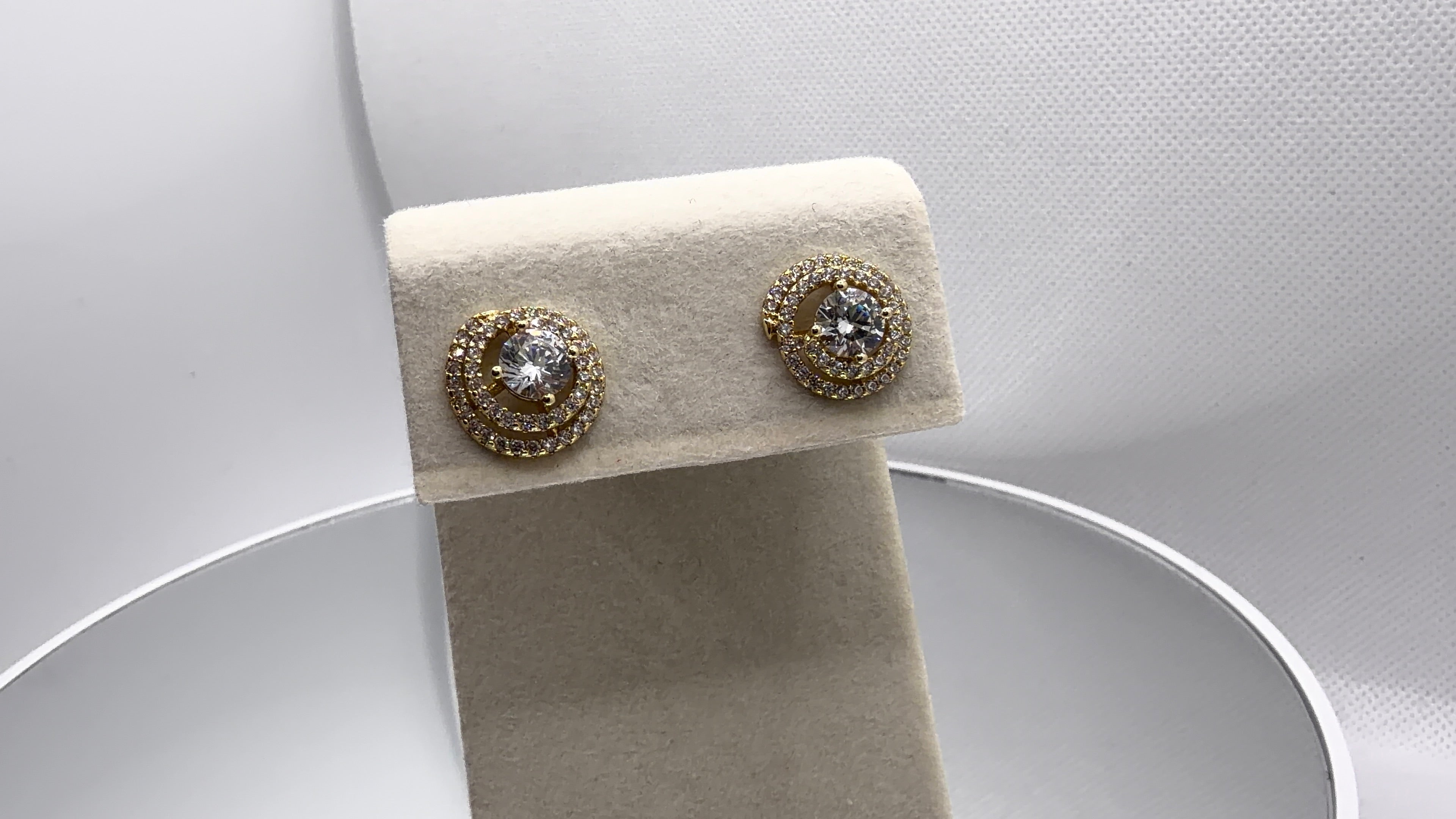 Double Swirl Halo Crystal Stud Earrings
