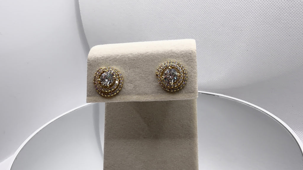 Double Swirl Halo Crystal Stud Earrings