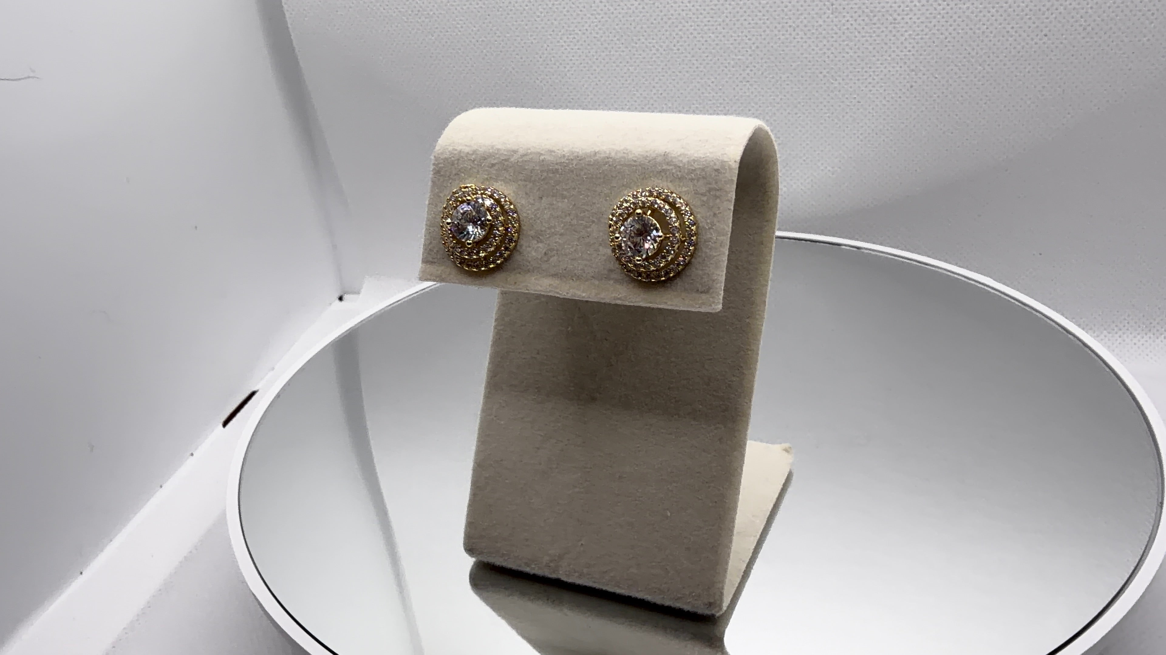 Double Swirl Halo Crystal Stud Earrings