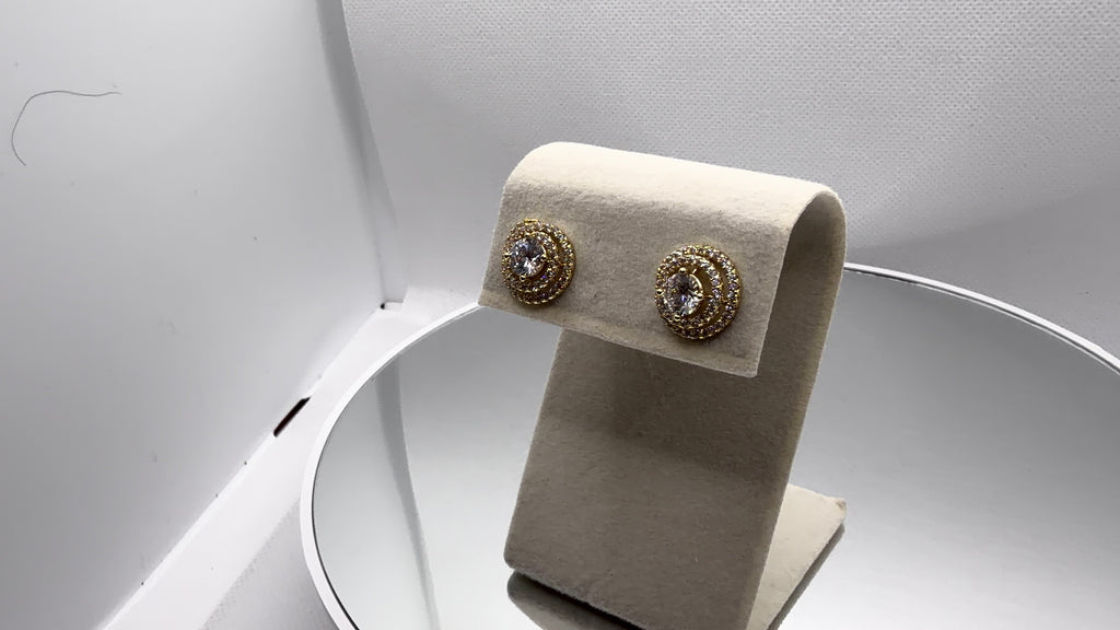 Double Swirl Halo Crystal Stud Earrings