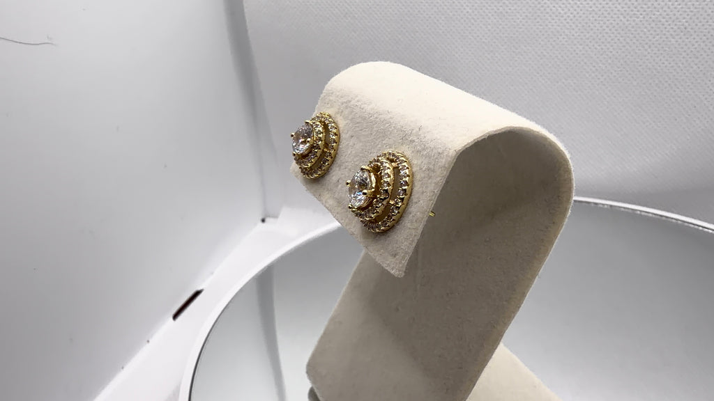 Double Swirl Halo Crystal Stud Earrings