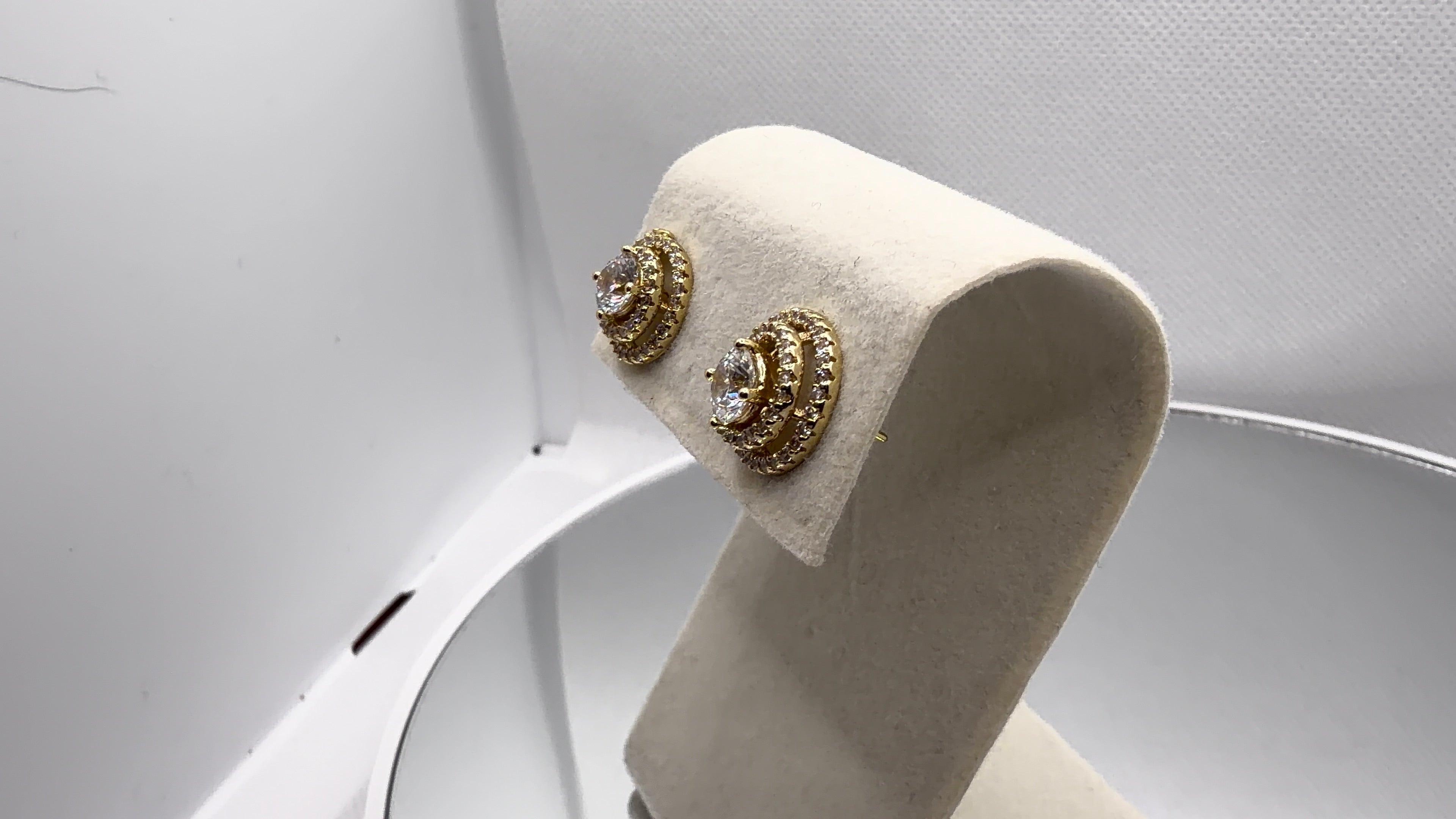 Double Swirl Halo Crystal Stud Earrings
