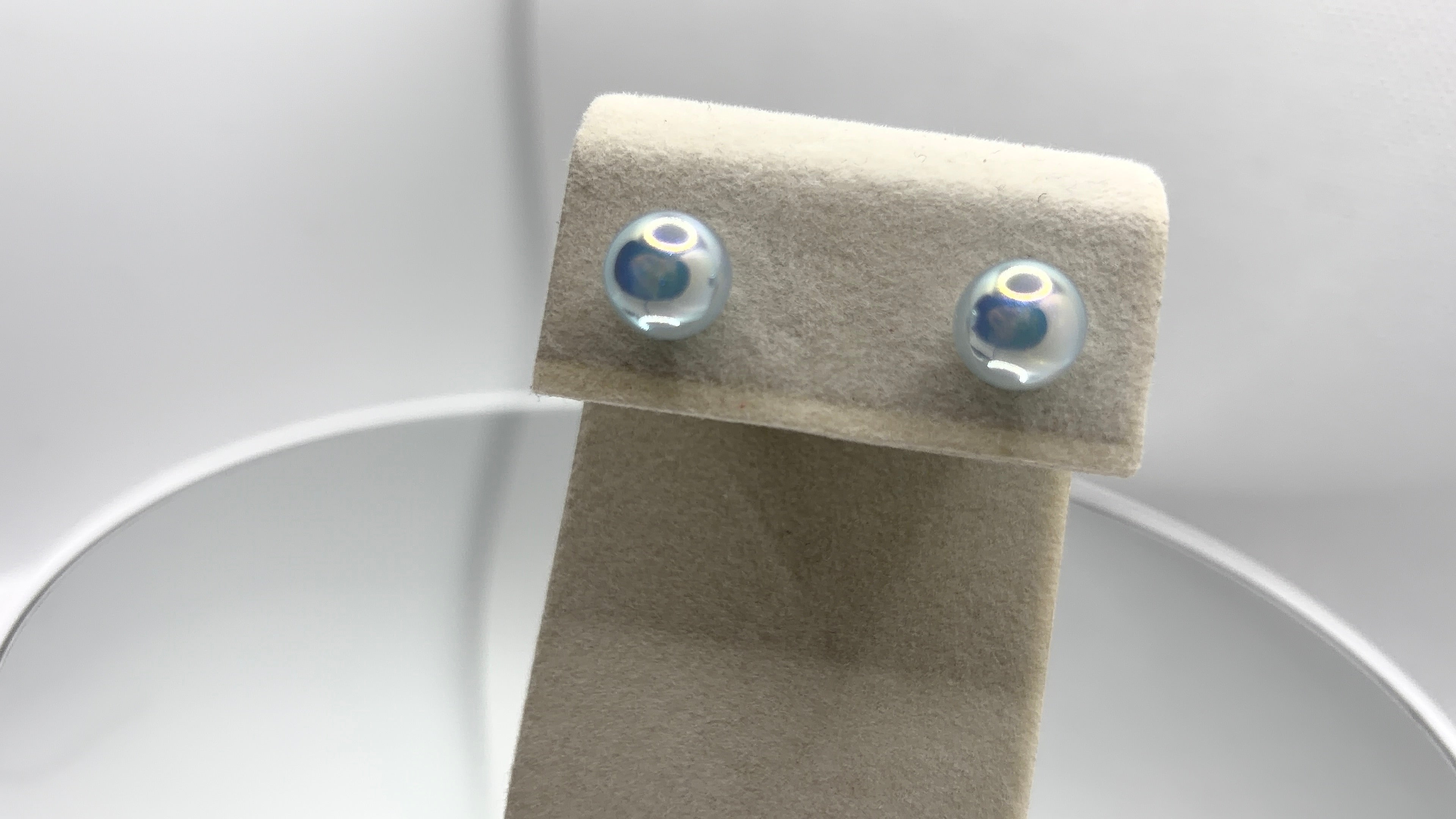 Iridescent Pearl Ball Stud Earrings