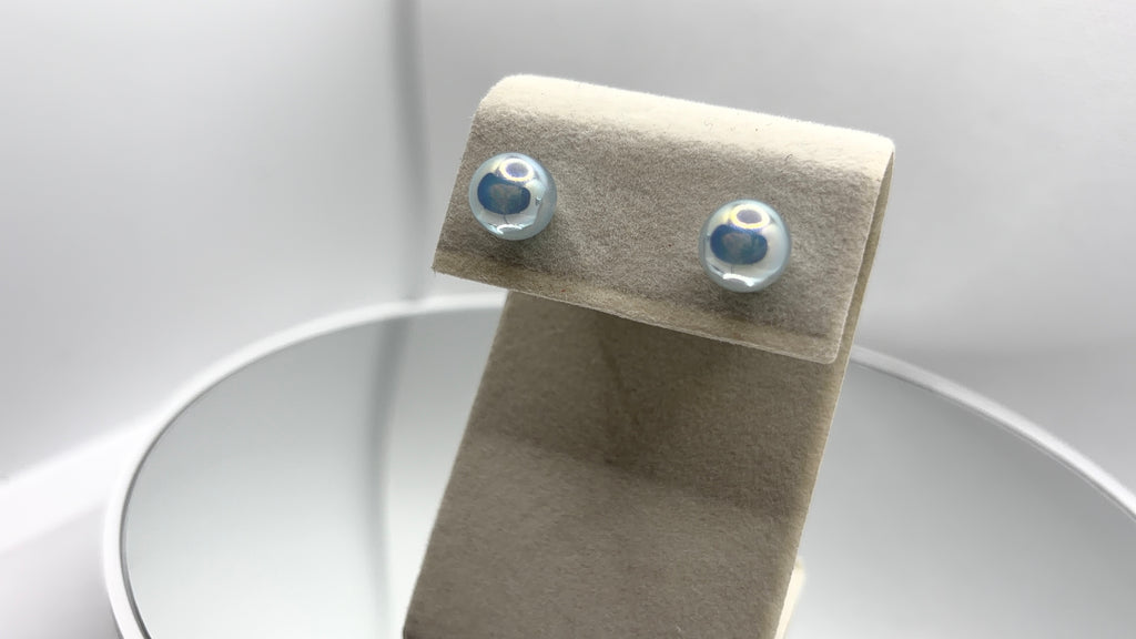 Iridescent Pearl Ball Stud Earrings