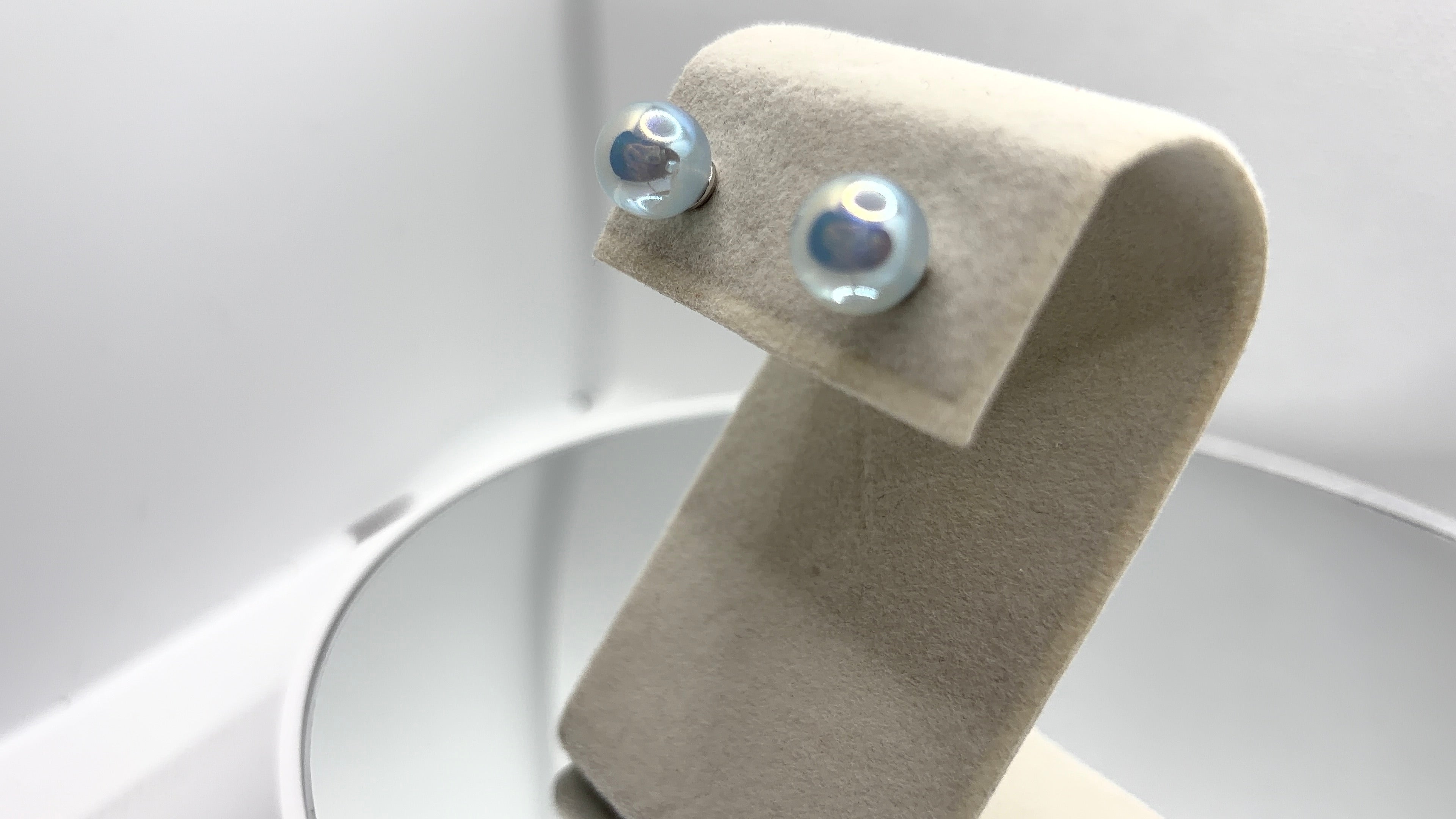 Iridescent Pearl Ball Stud Earrings