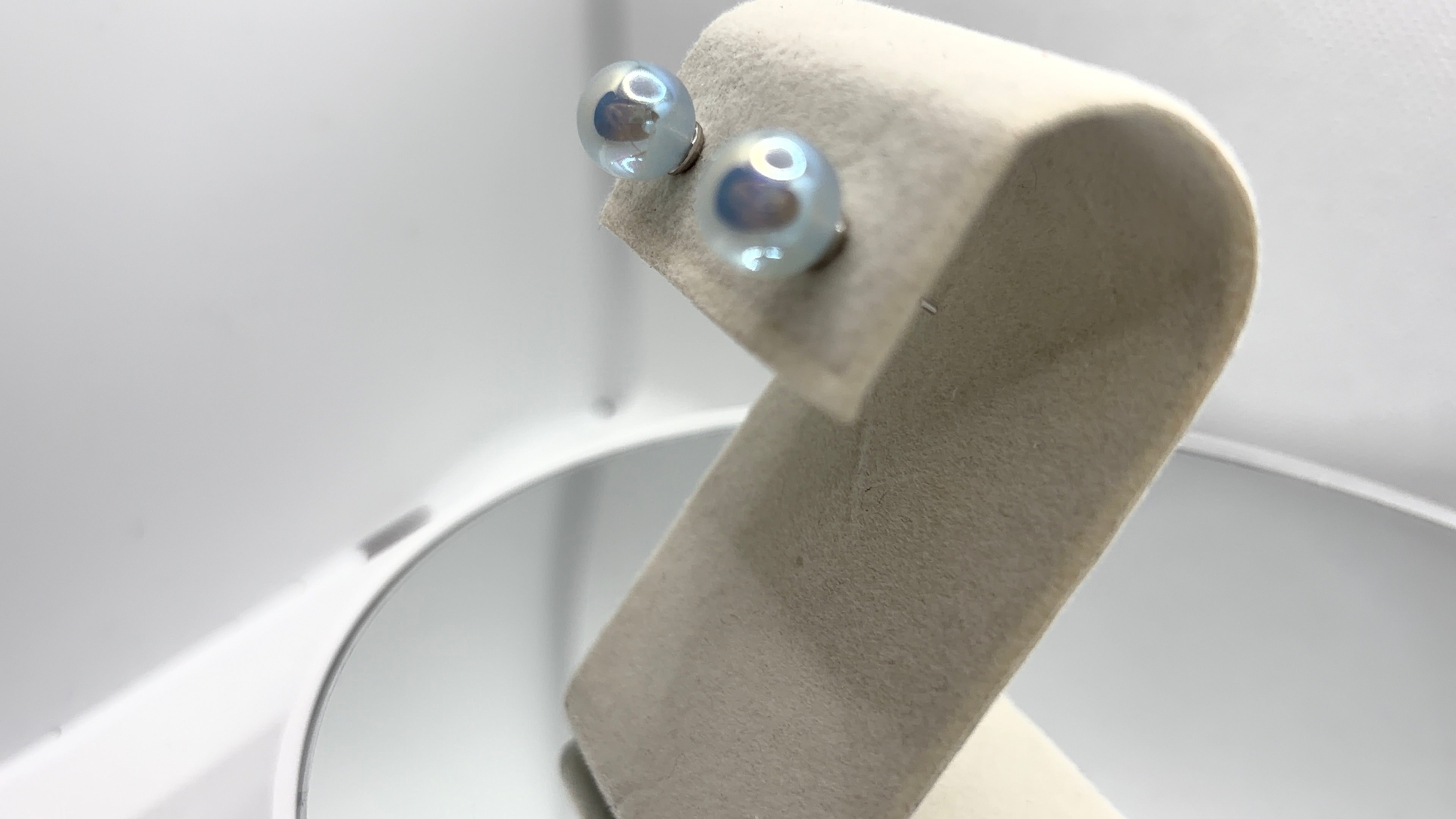 Iridescent Pearl Ball Stud Earrings