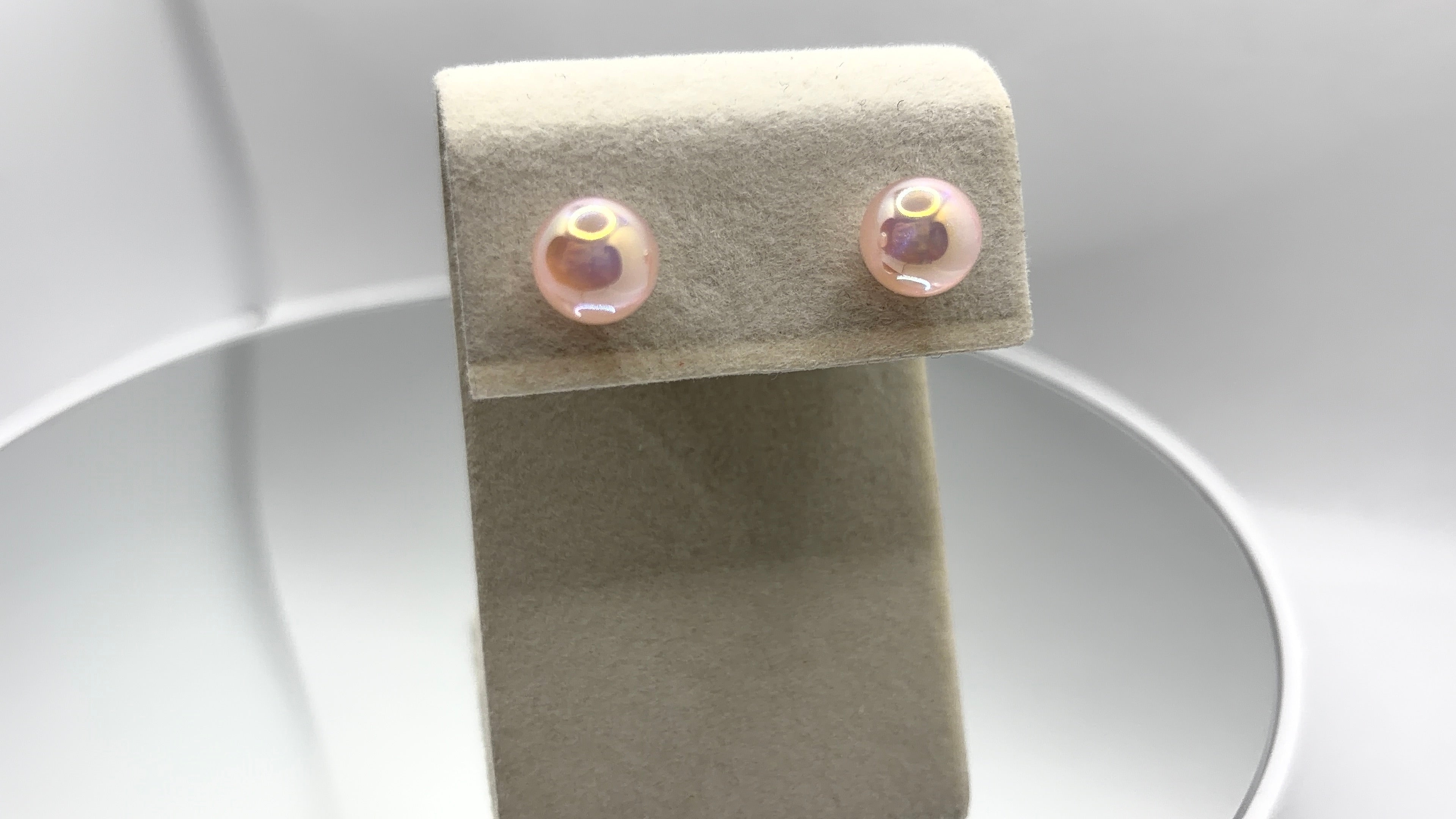 Iridescent Pearl Ball Stud Earrings