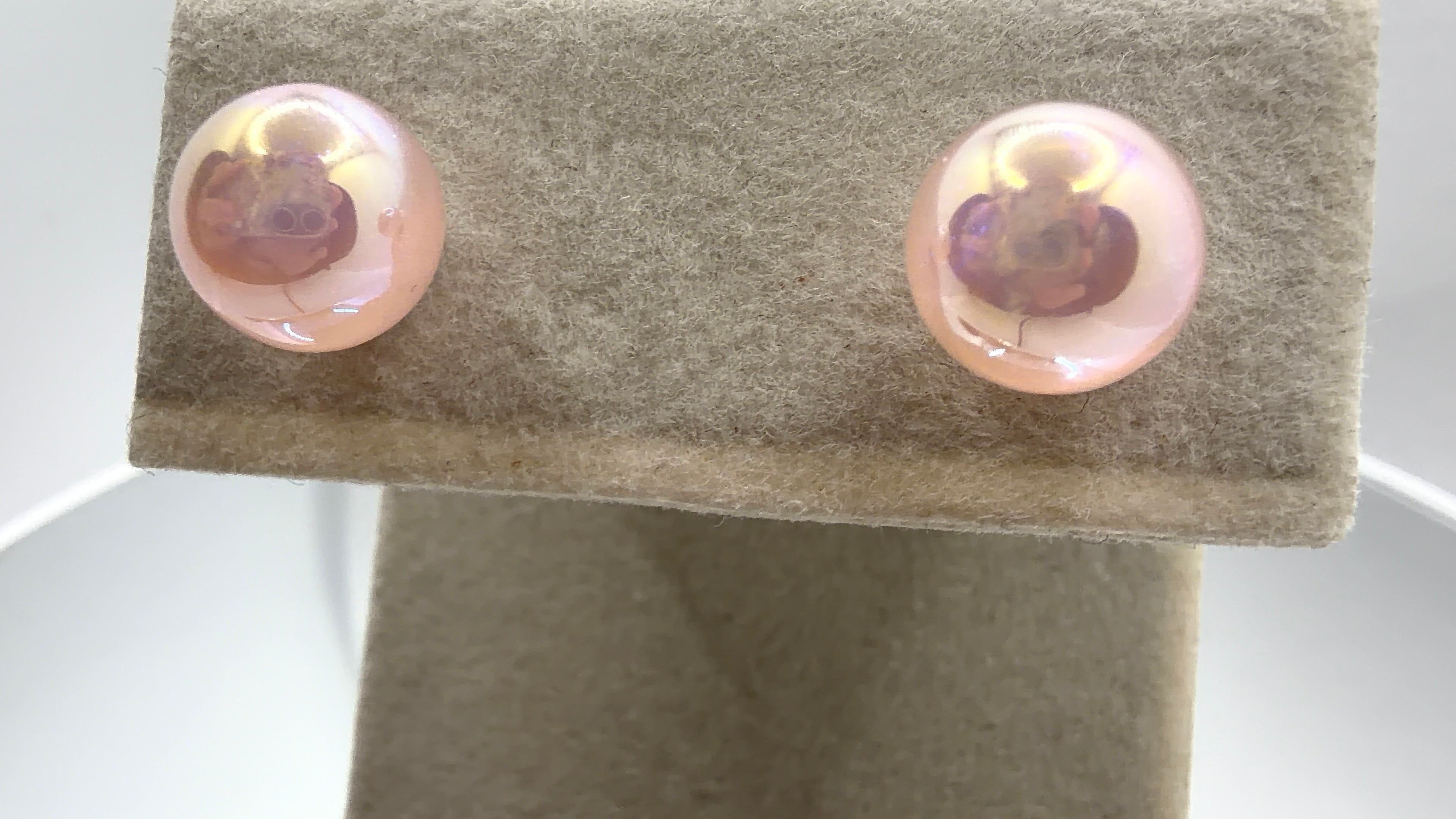 Iridescent Pearl Ball Stud Earrings