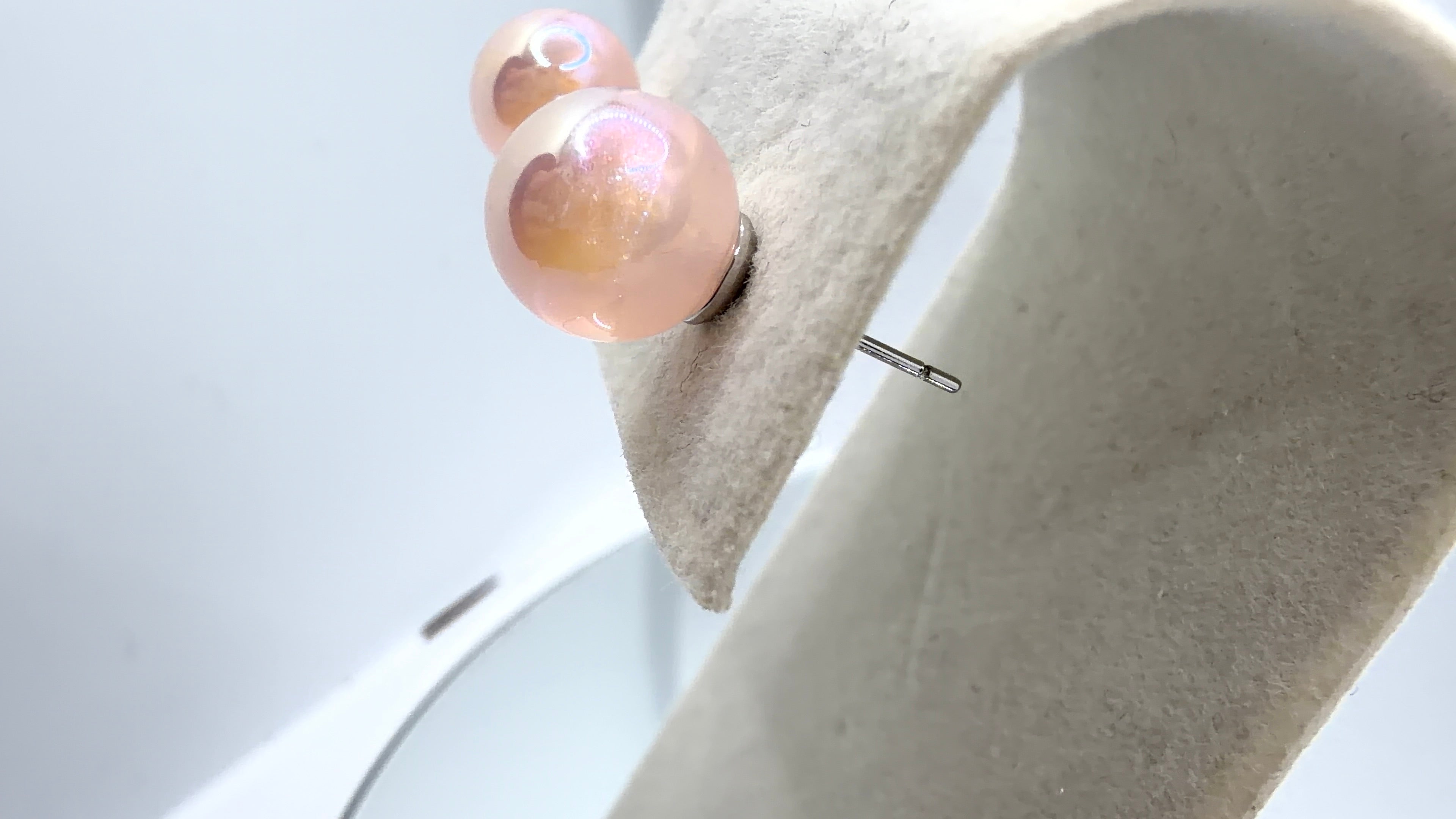Iridescent Pearl Ball Stud Earrings