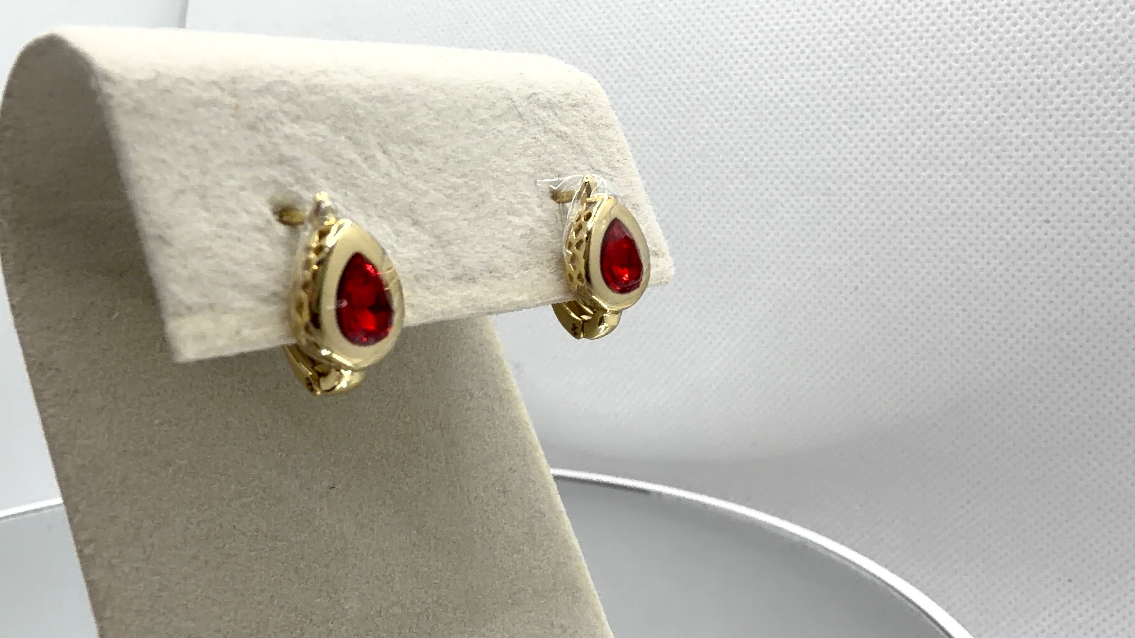 Teardrop Bezel Crystal Clip Earrings