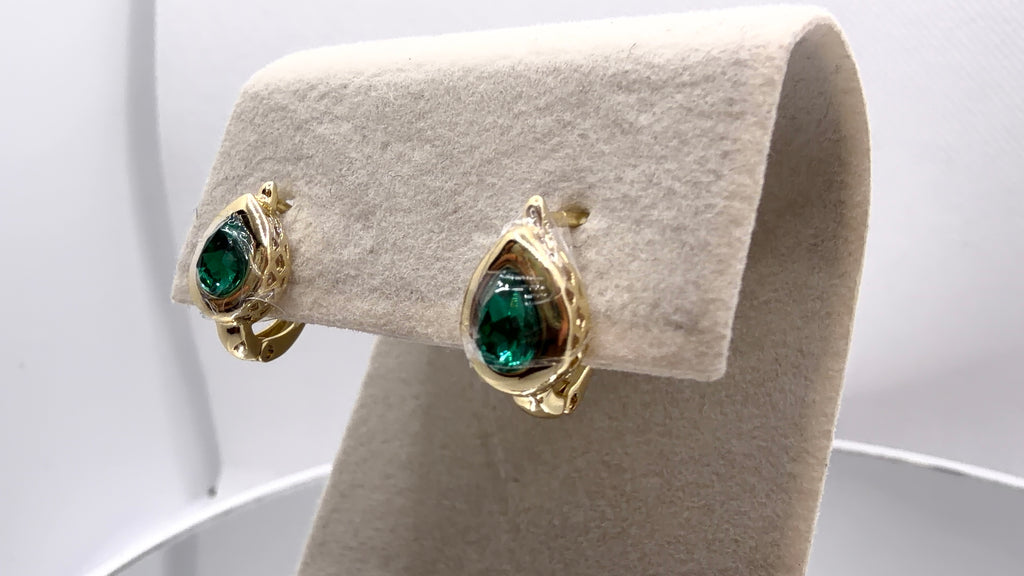 Teardrop Bezel Crystal Clip Earrings