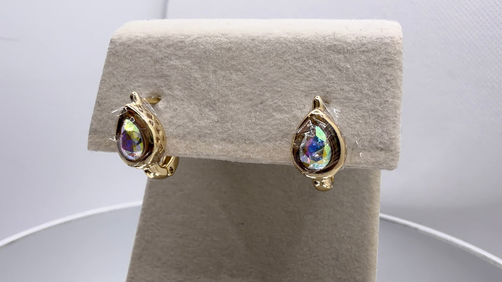 Teardrop Bezel Crystal Clip Earrings