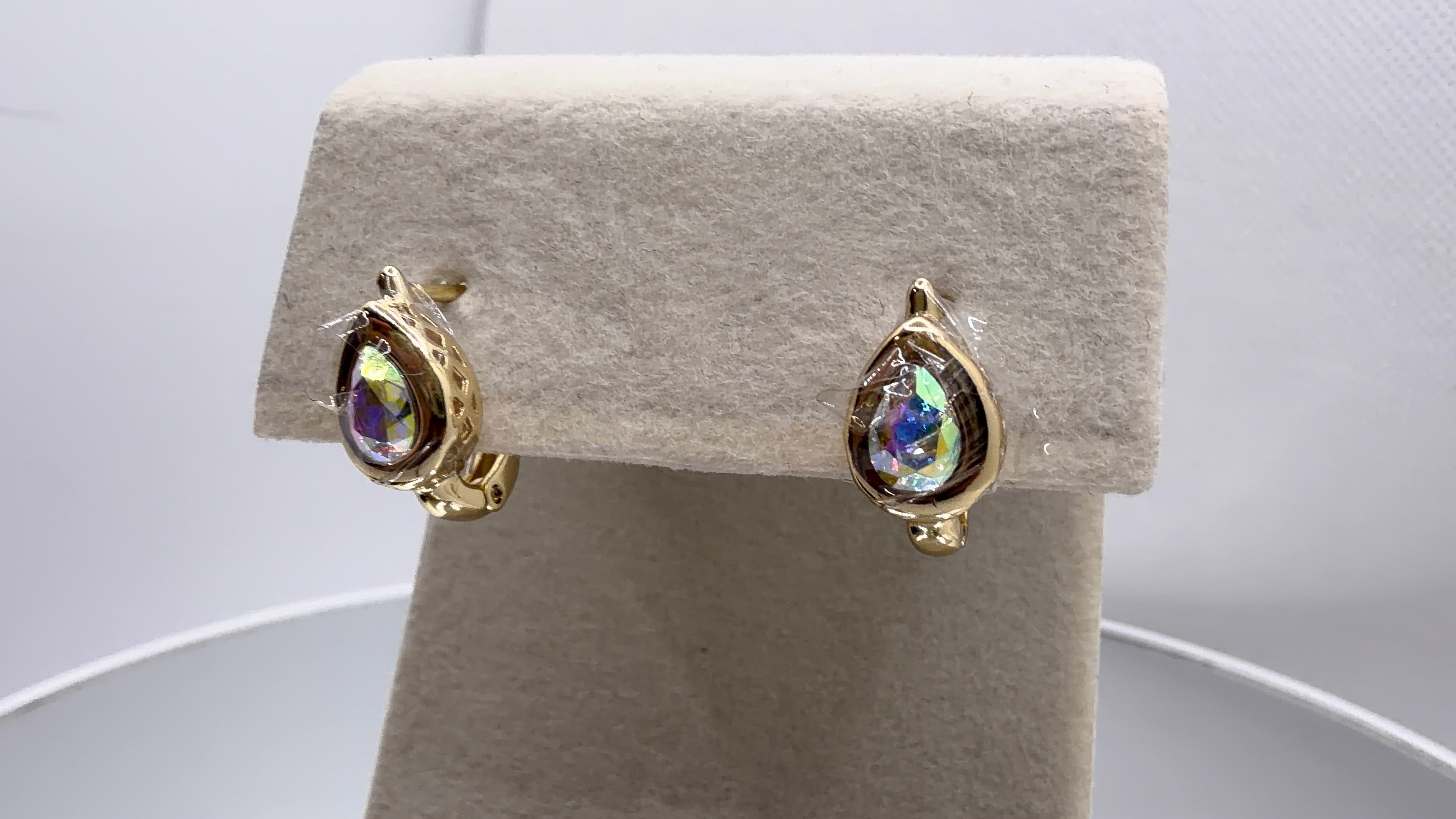 Teardrop Bezel Crystal Clip Earrings