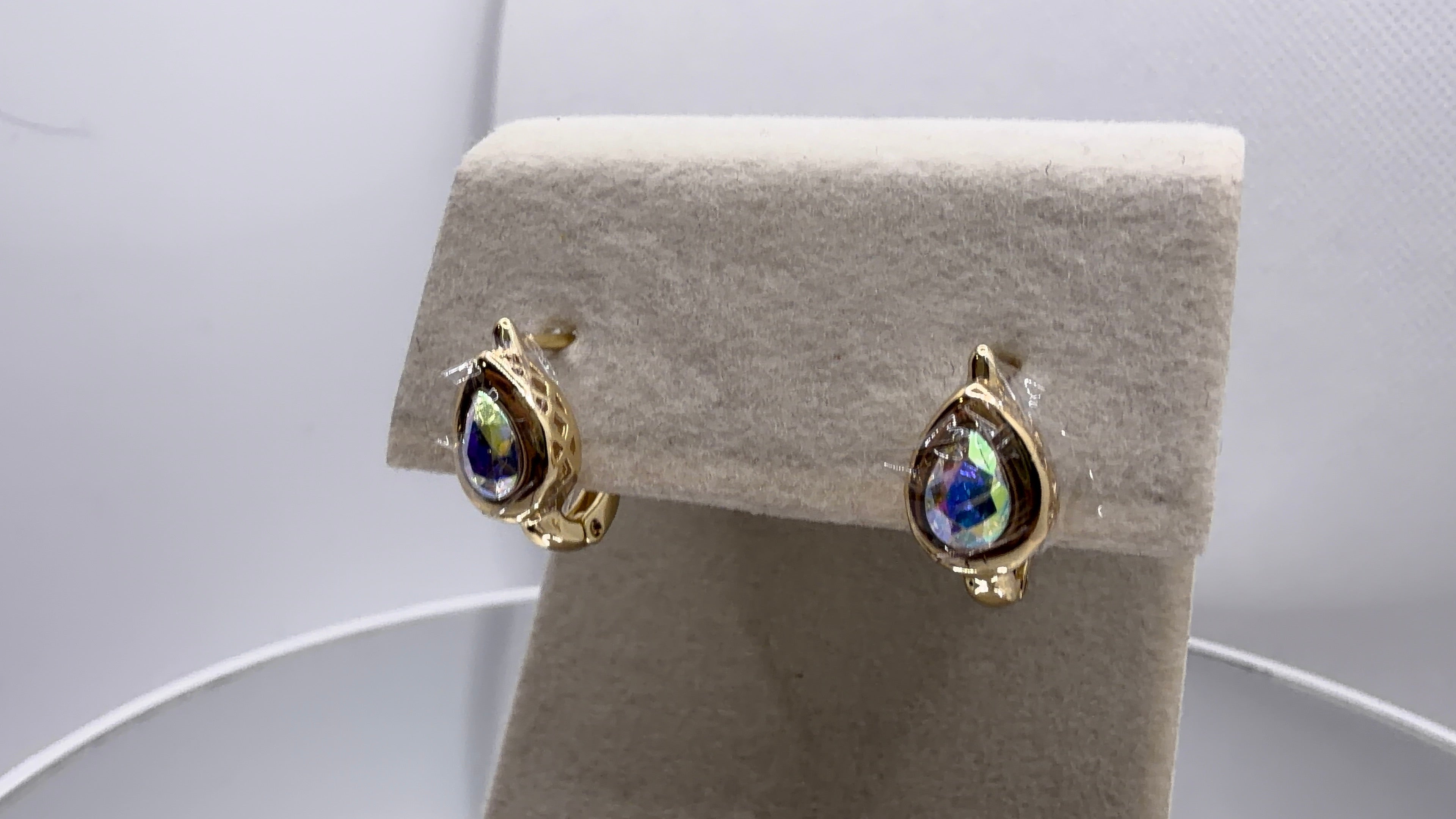 Teardrop Bezel Crystal Clip Earrings