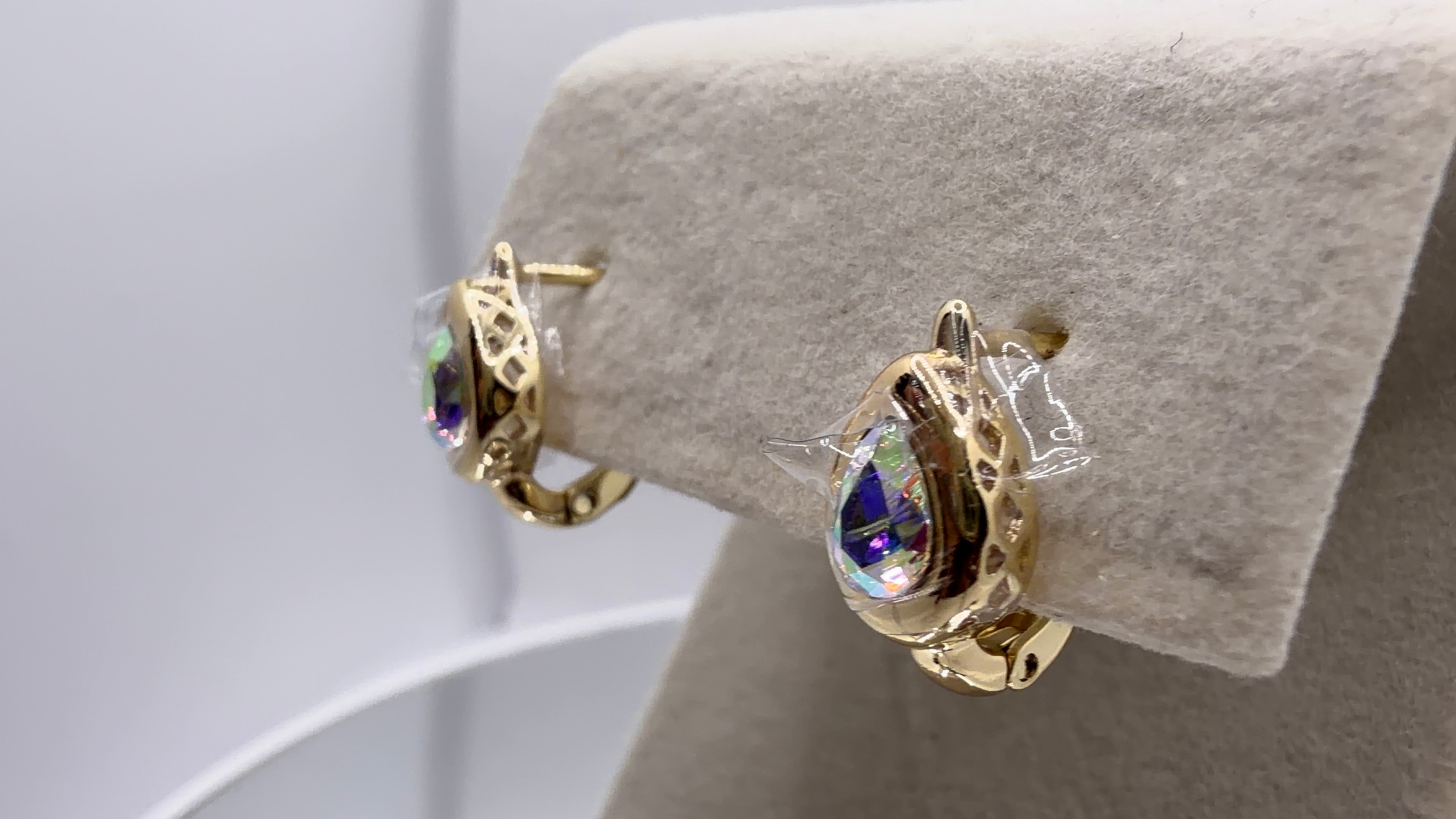 Teardrop Bezel Crystal Clip Earrings