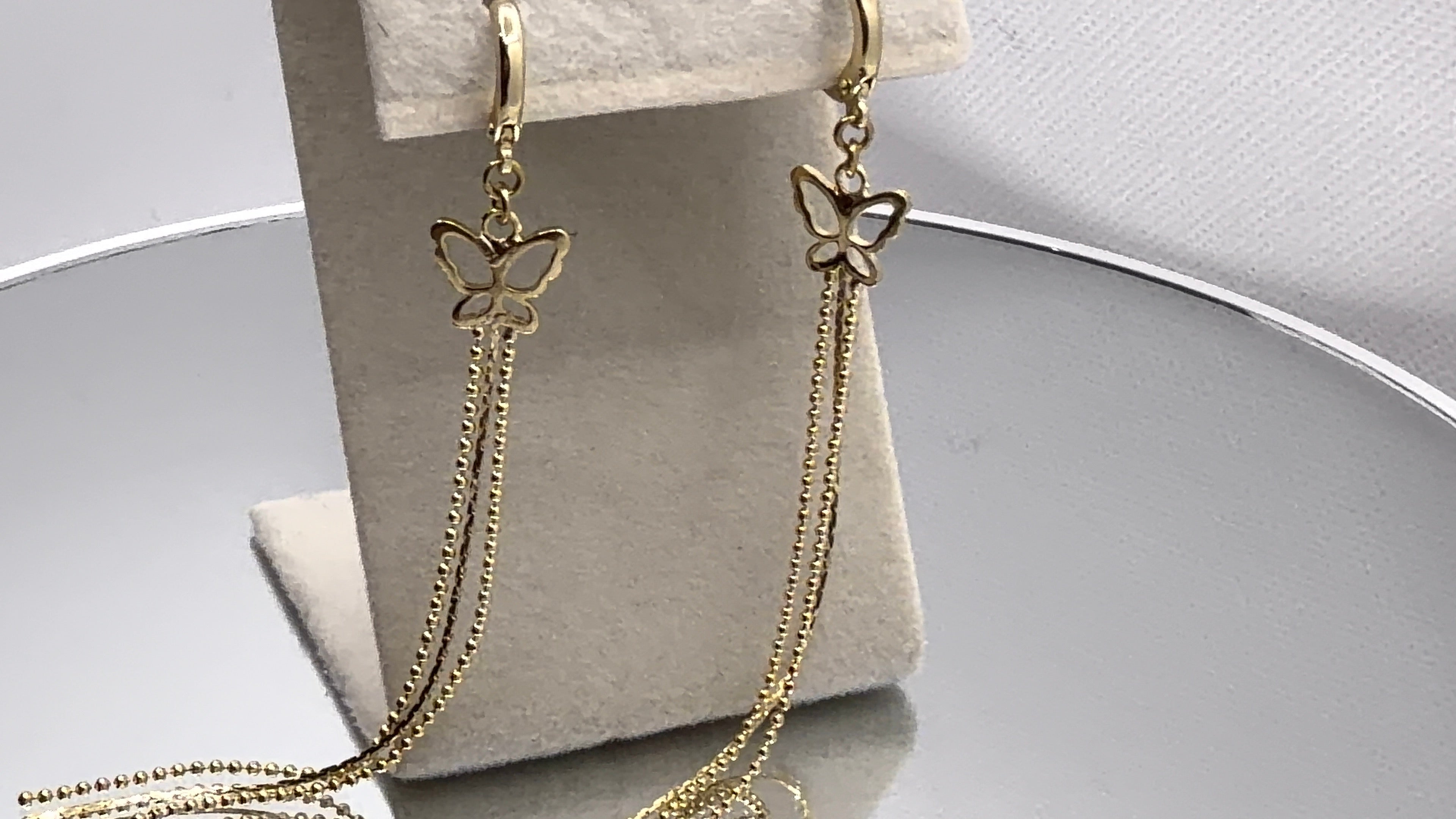 Gold Butterfly Chain Tassel Huggie Earrings