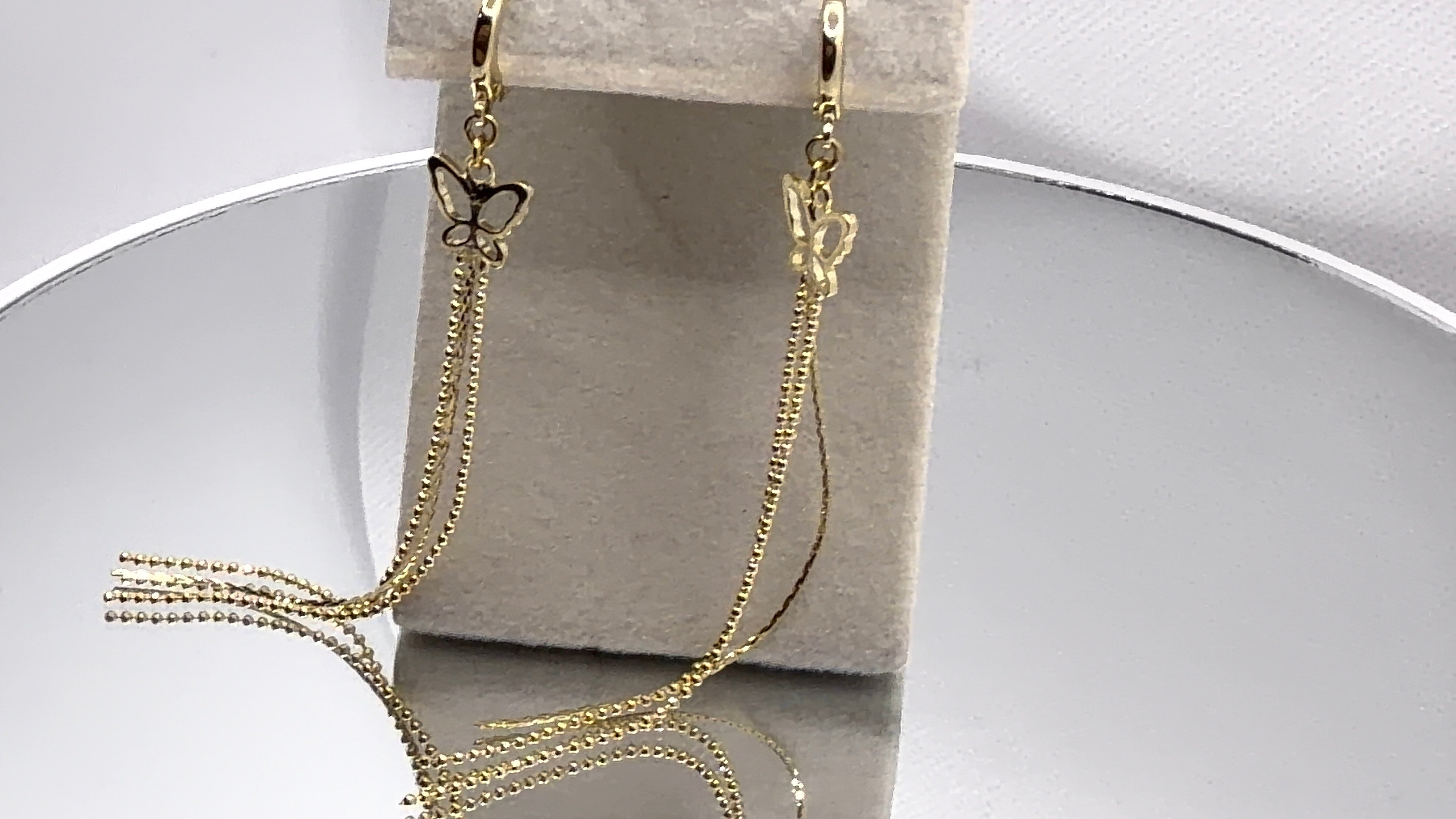 Gold Butterfly Chain Tassel Huggie Earrings