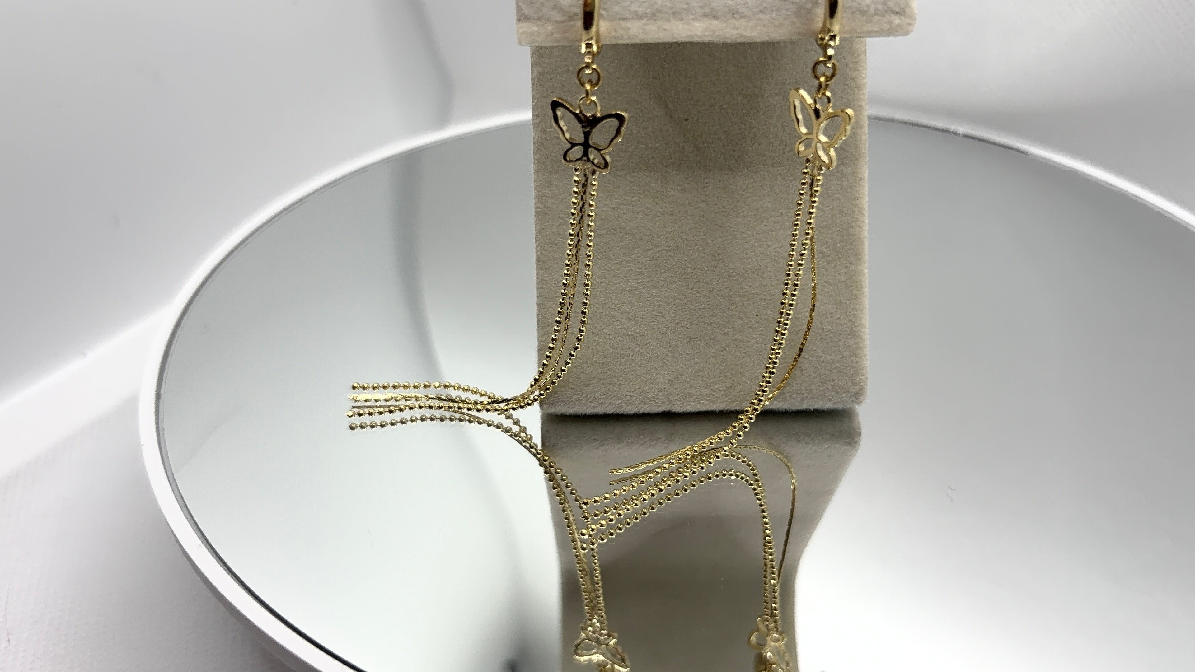 Gold Butterfly Chain Tassel Huggie Earrings
