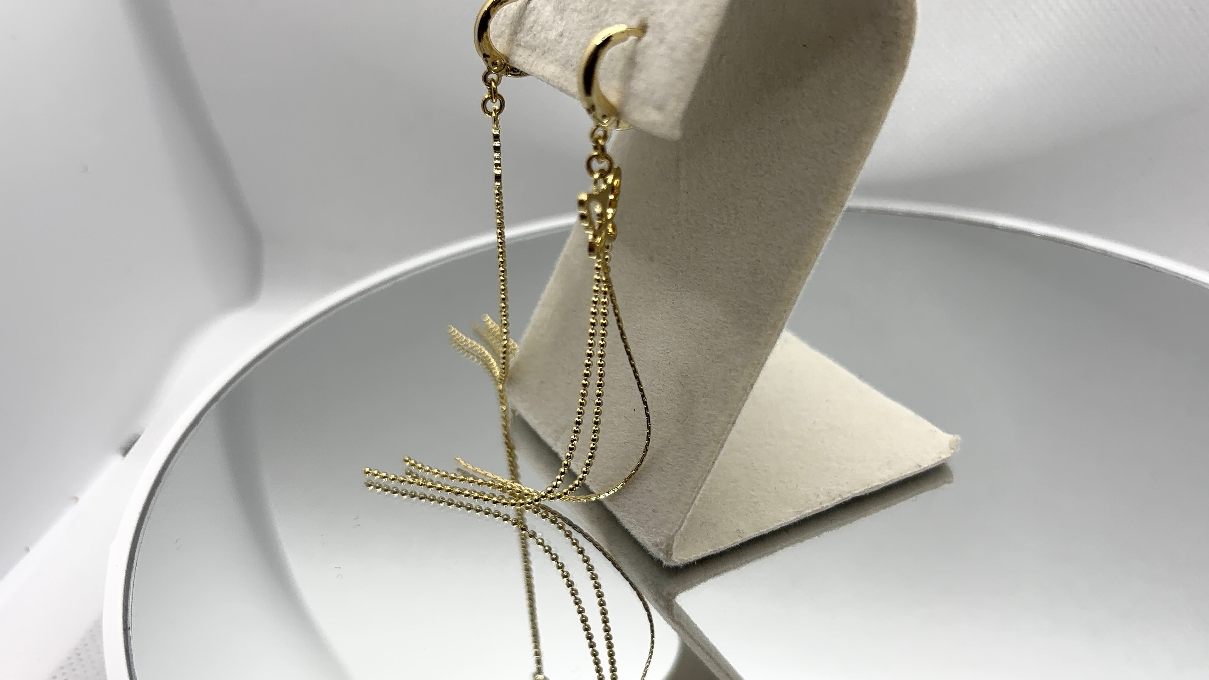 Gold Butterfly Chain Tassel Huggie Earrings