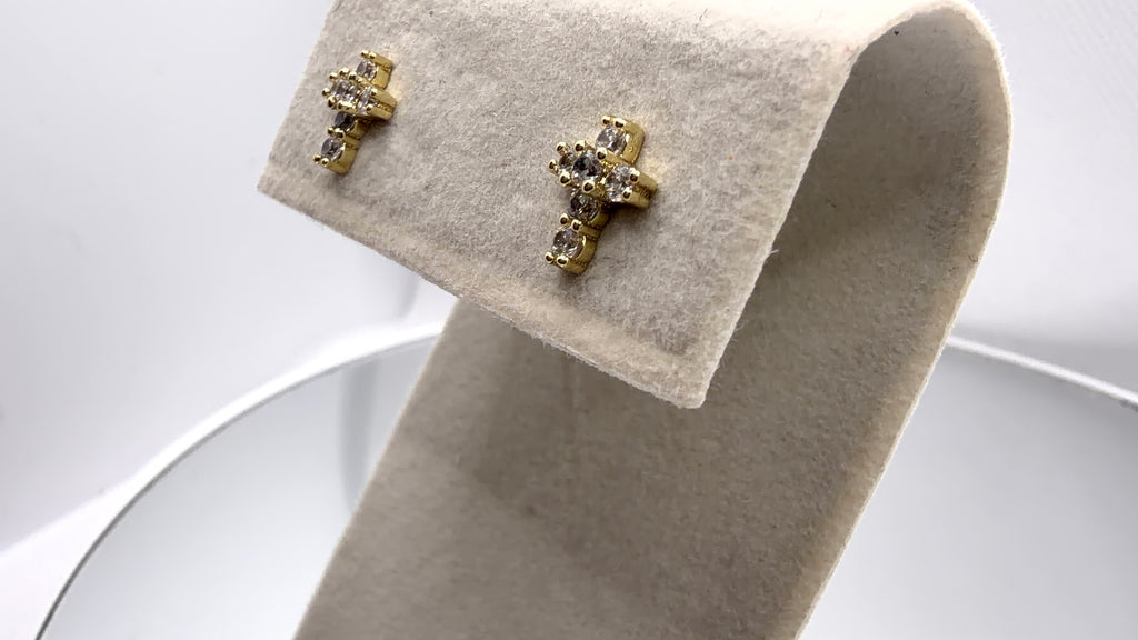 Crystal Cross Stud Earrings