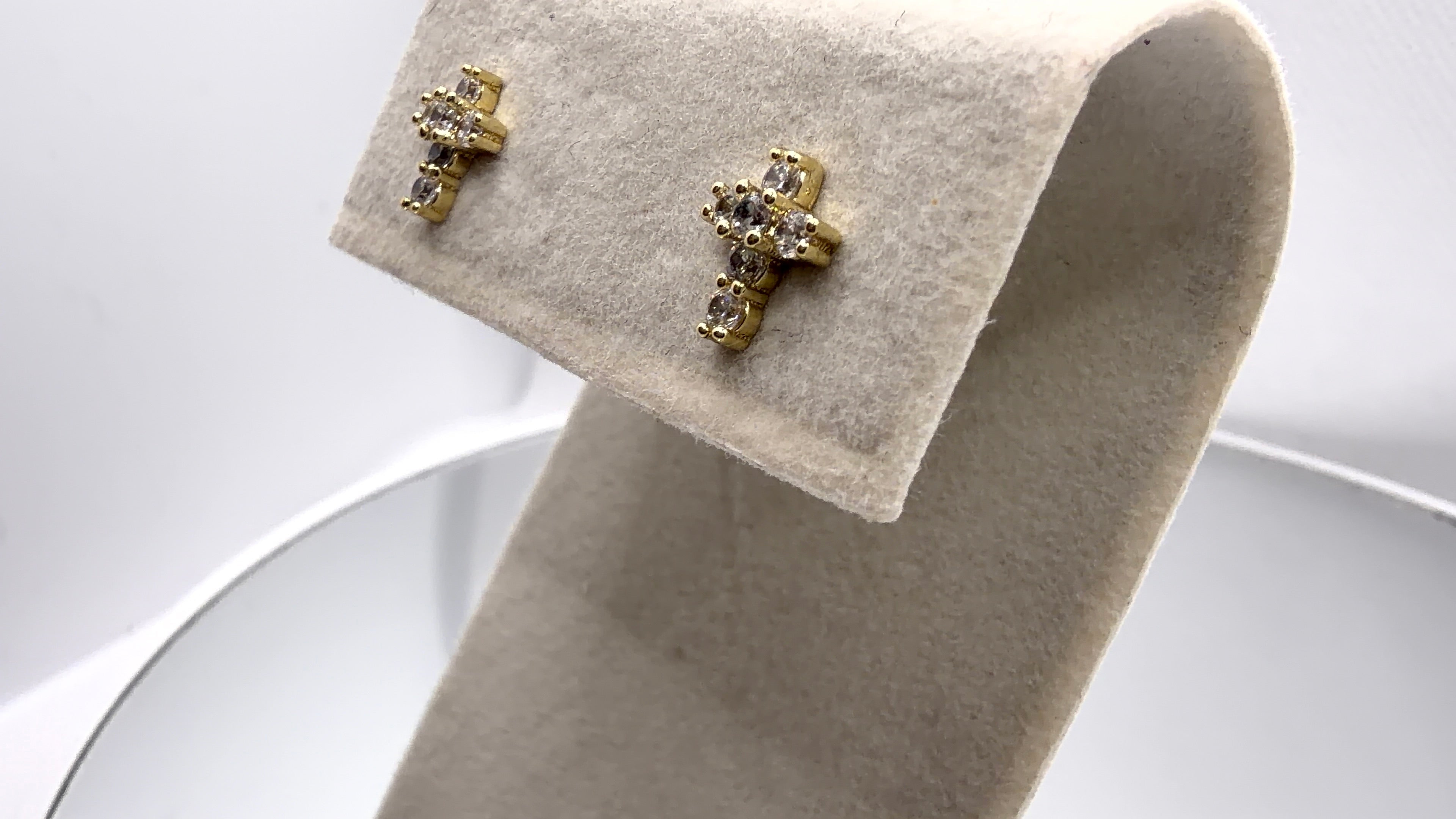 Crystal Cross Stud Earrings