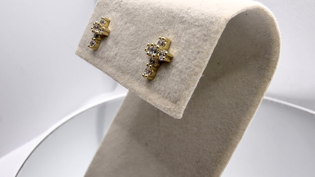 Crystal Cross Stud Earrings