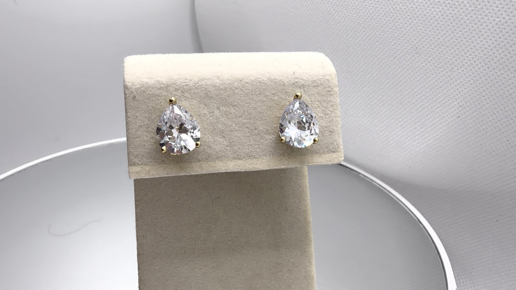 Teardrop Crystal Solitaire Stud Earrings